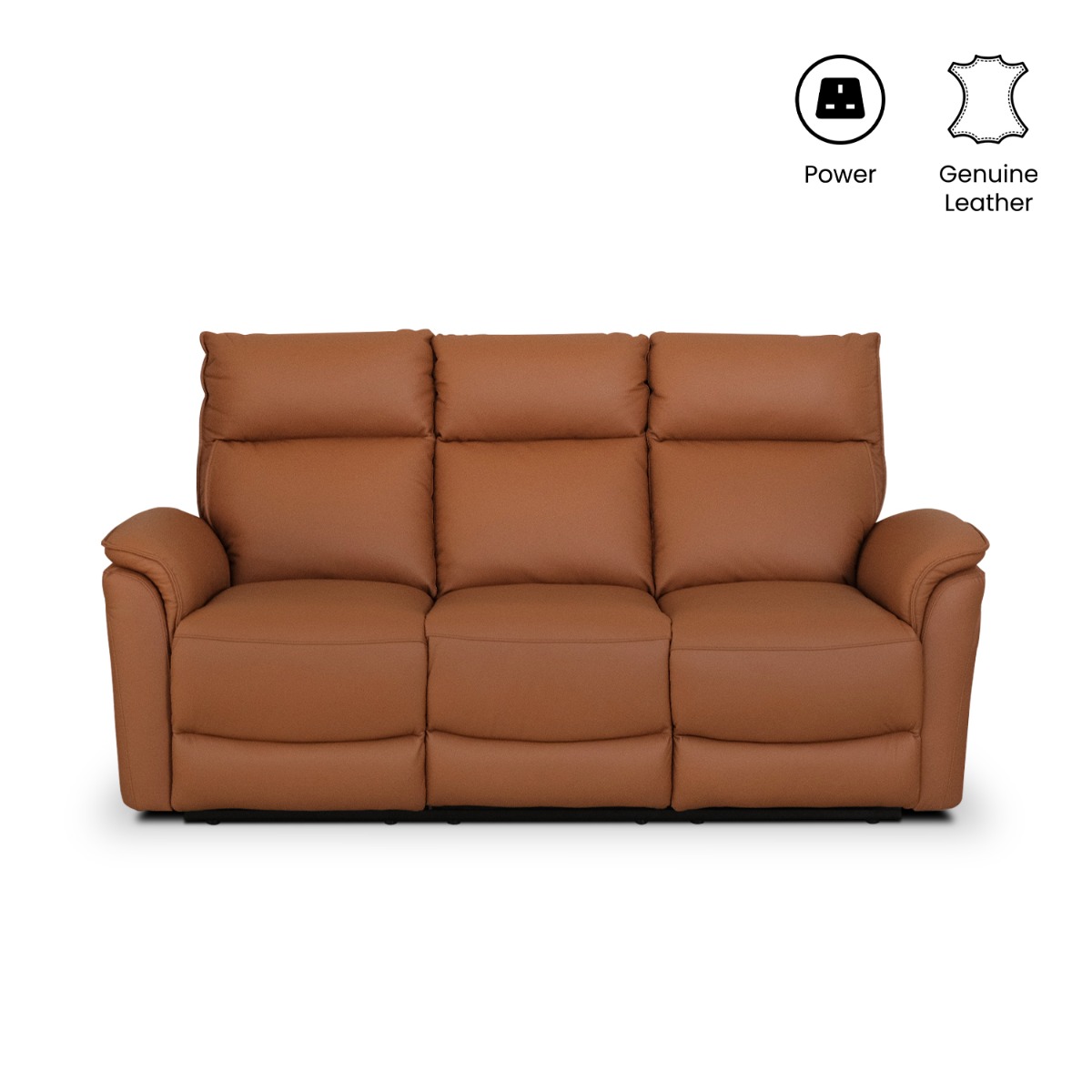 Millie Persimmon 3 Seater Leather Power Reclining Sofa