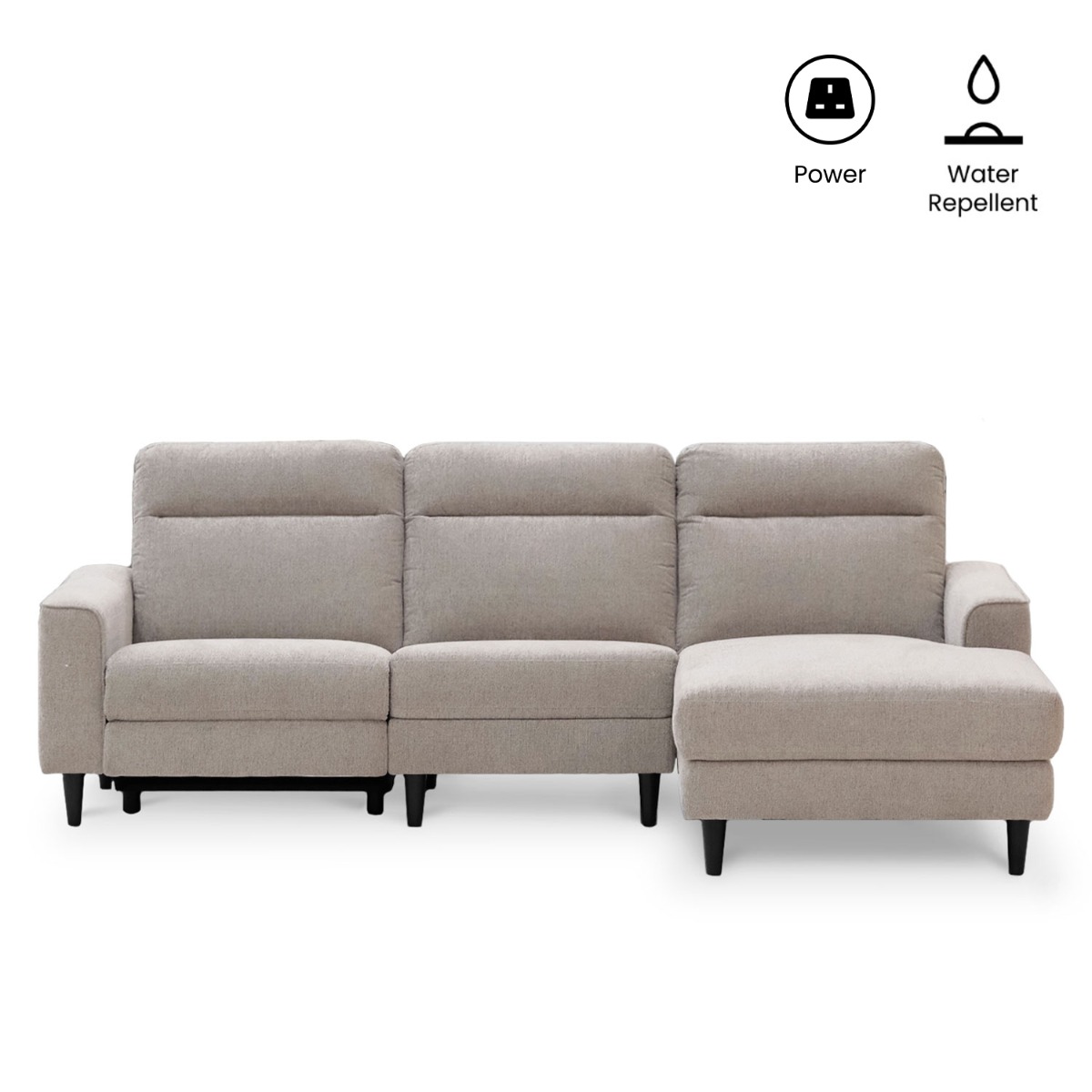 Linus Stone Grey Left Sectional Power Reclining Sofa