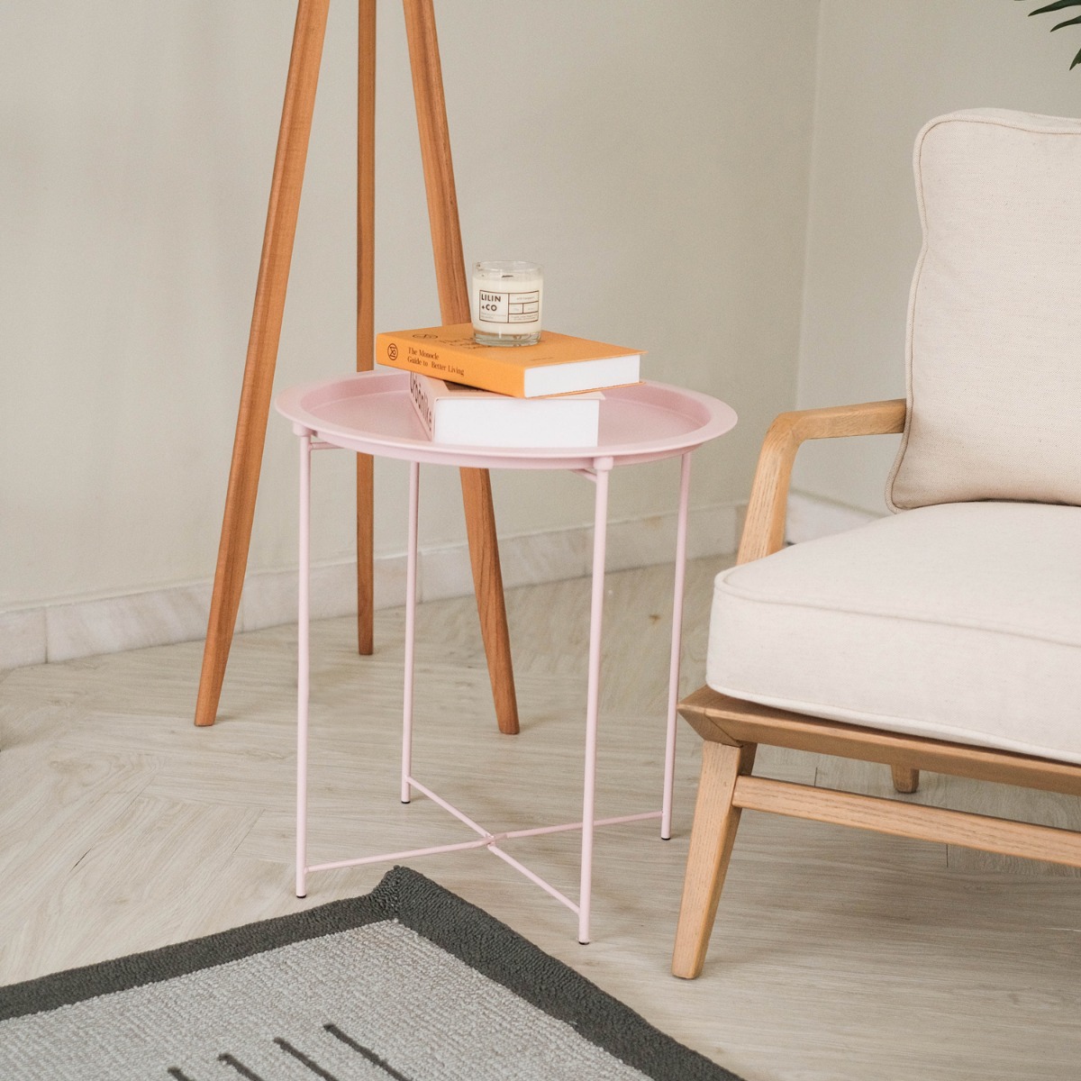 Yanis Pastel Pink Tray Table