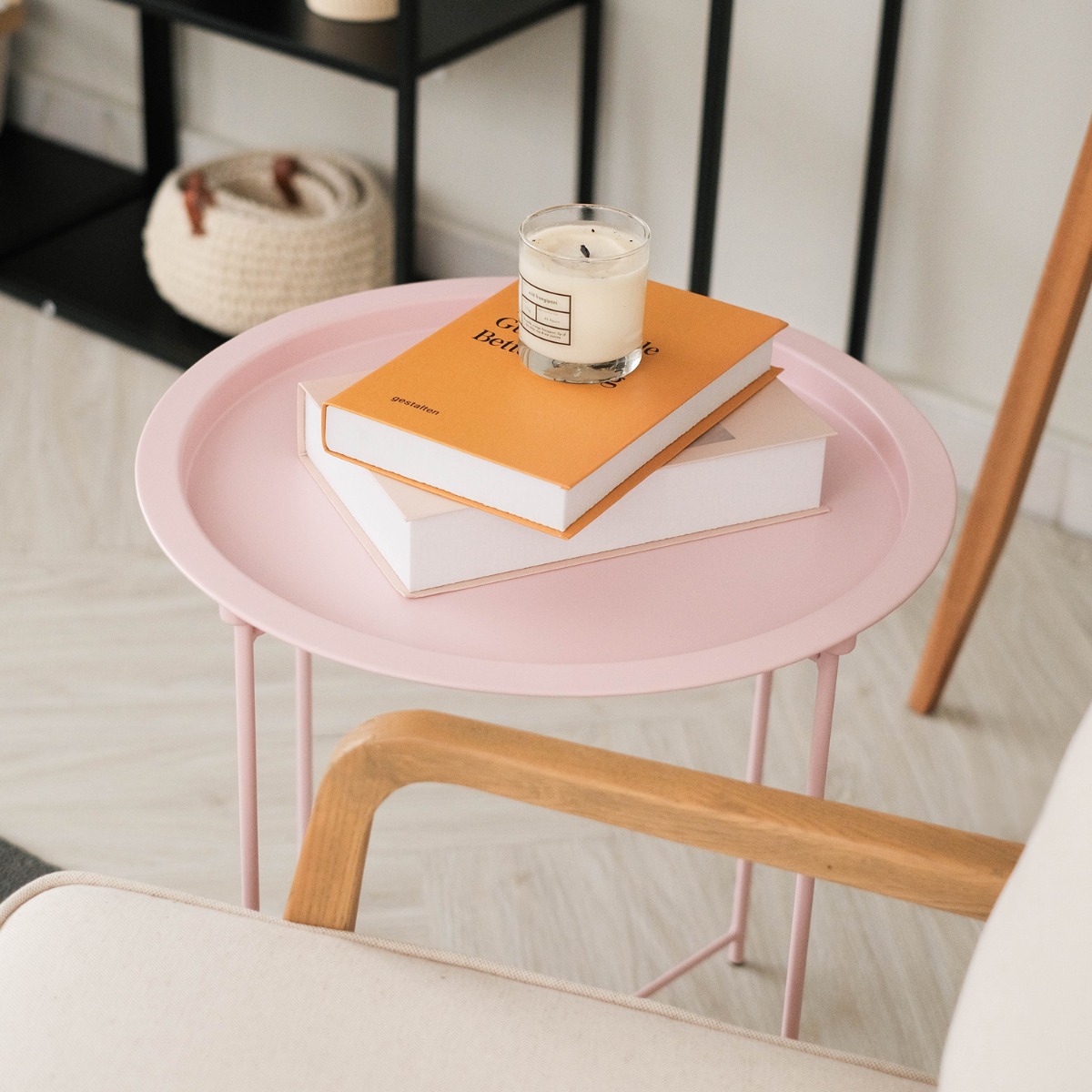Yanis Pastel Pink Tray Table