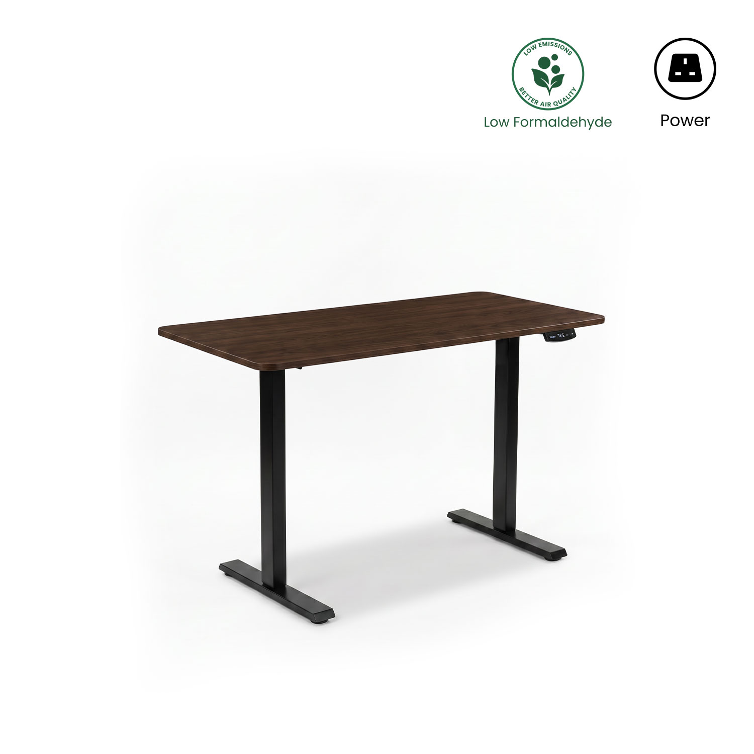 Felix Adjustable Standing Desk 140x70cm - Walnut & Matt Black