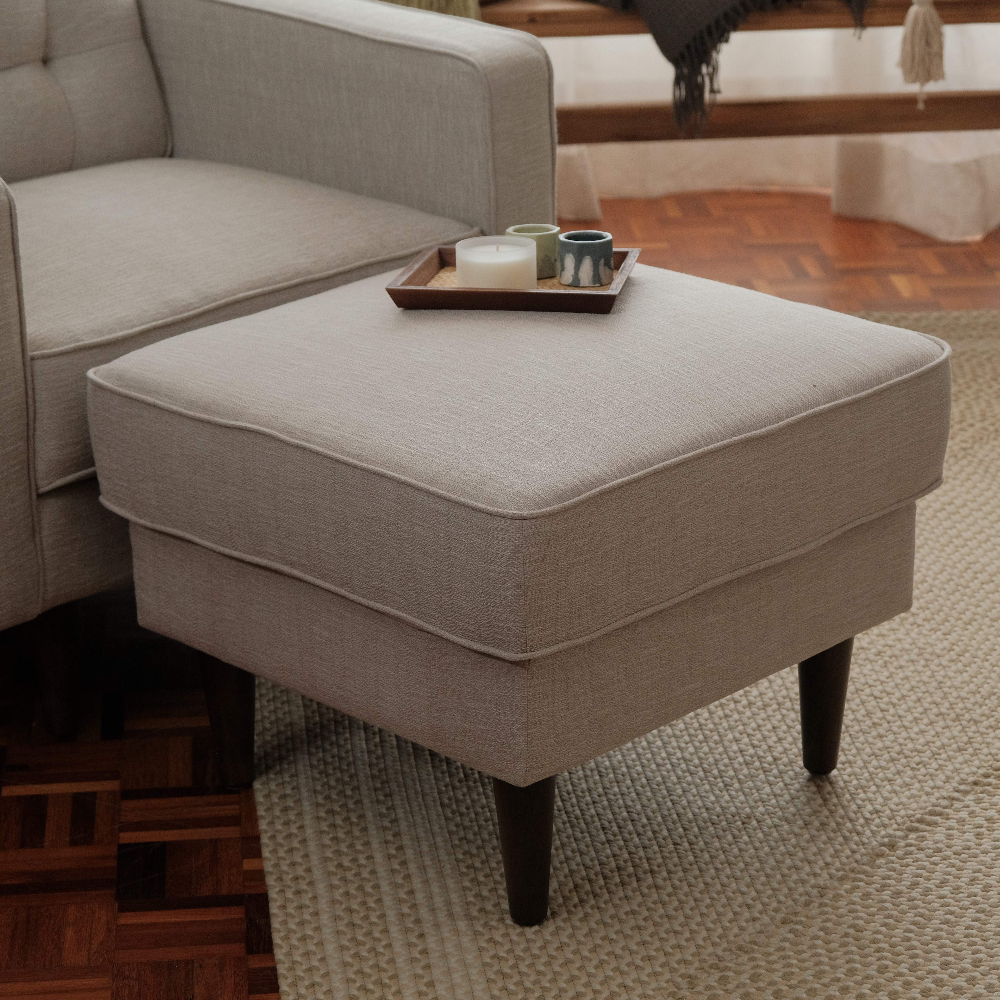 Jane Mist Grey Ottoman