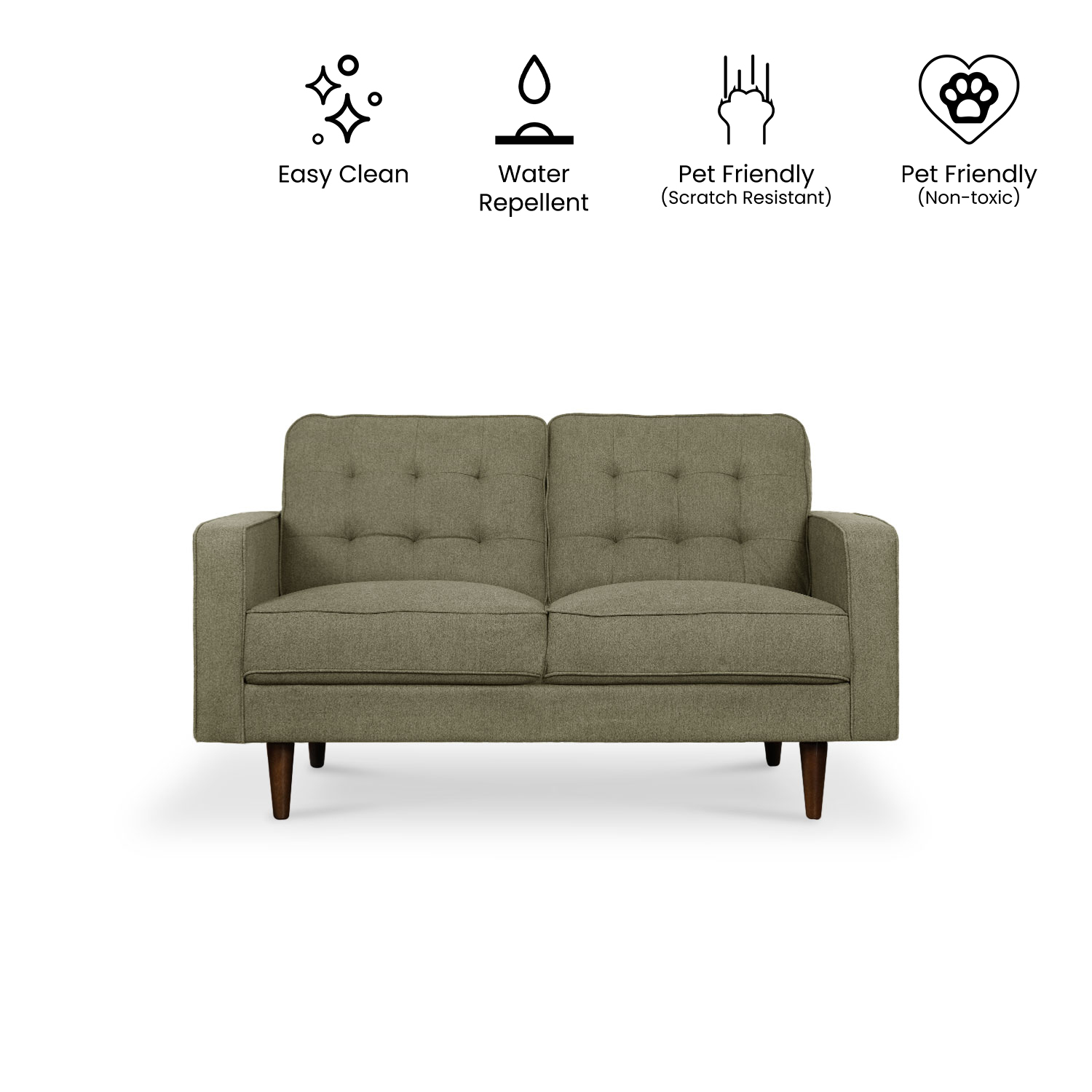 Jane Retro Green Mid-Century 2 Seater Sofa