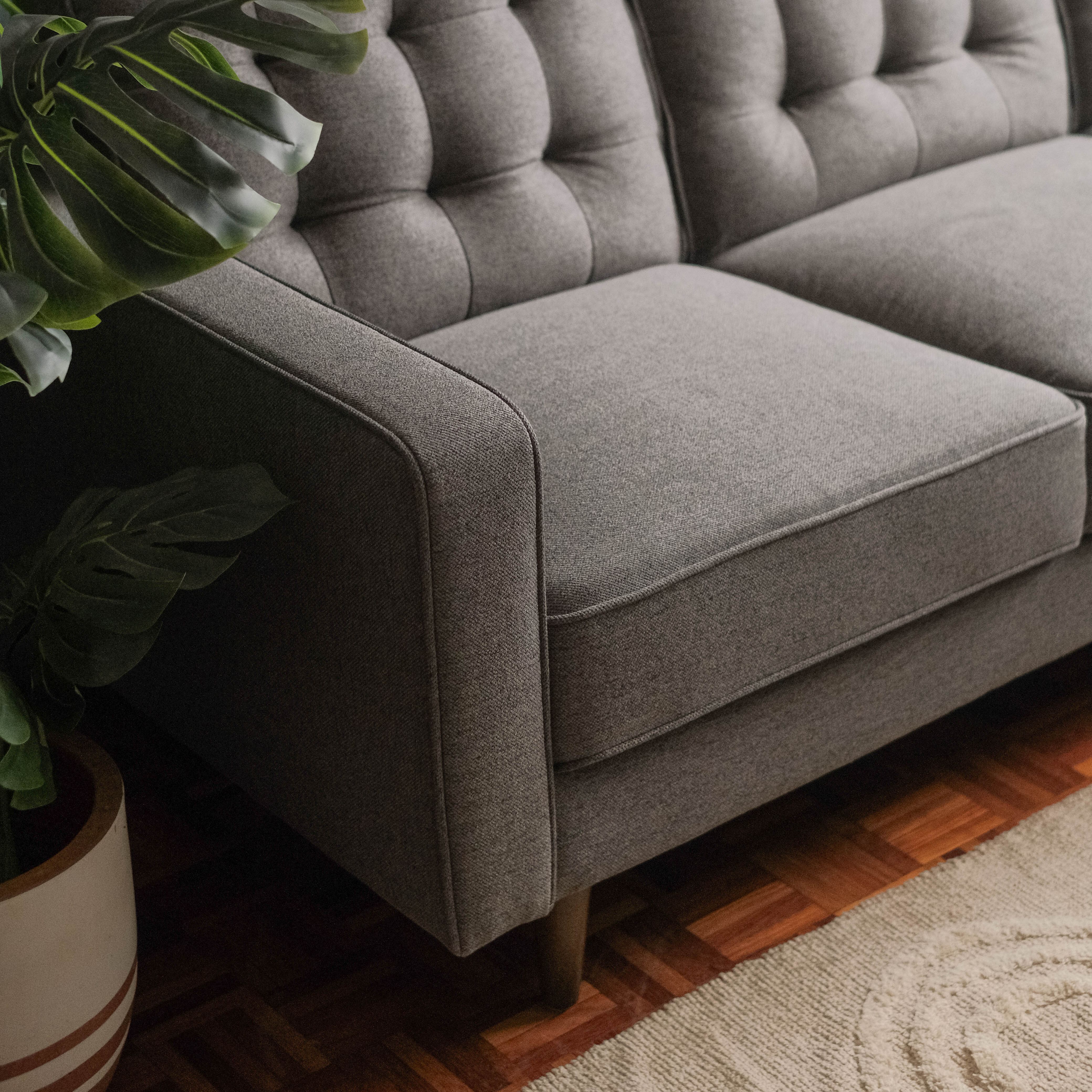 Jane Pebble Grey Mid-Century 3 Seater Sofa