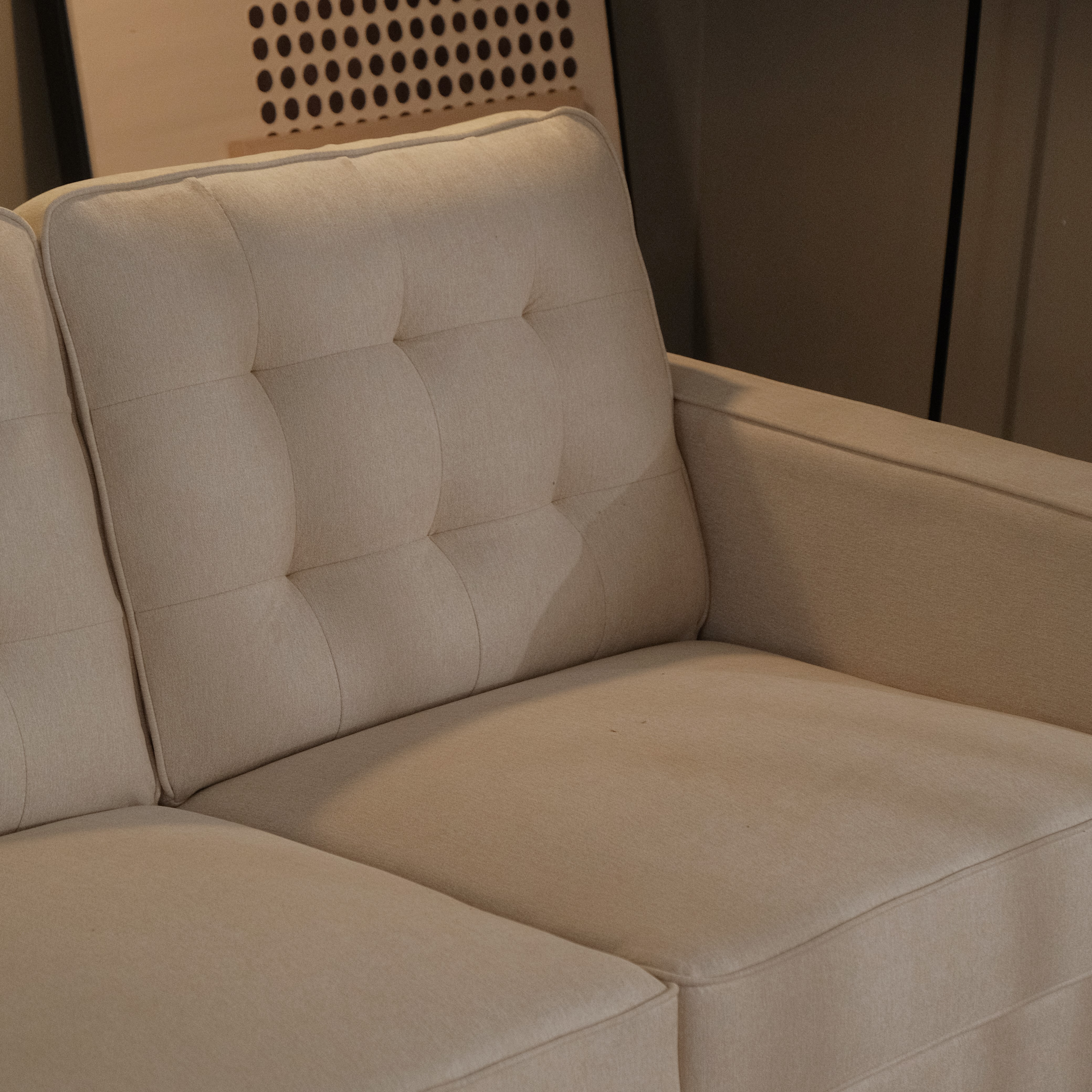 Jane Light Beige Mid-Century 3 Seater Sofa