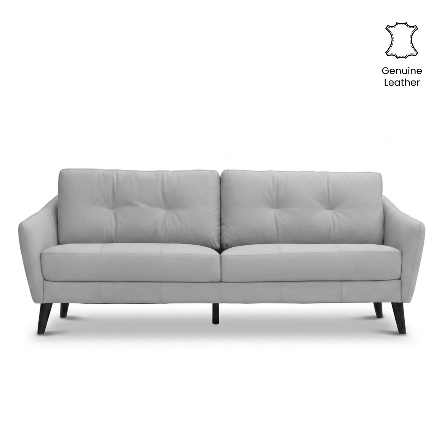 Thalia Light Grey Full Leather 4 Seater Sofa