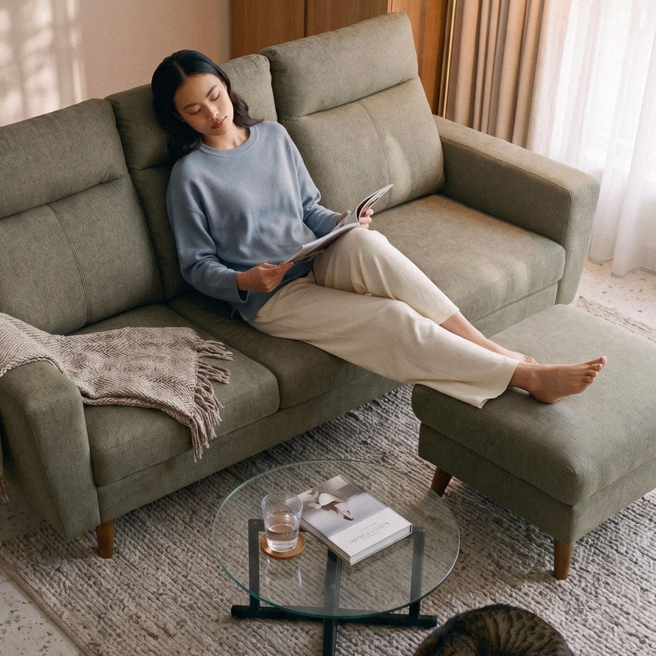 Riko Retro Green 3 Seater Sofa