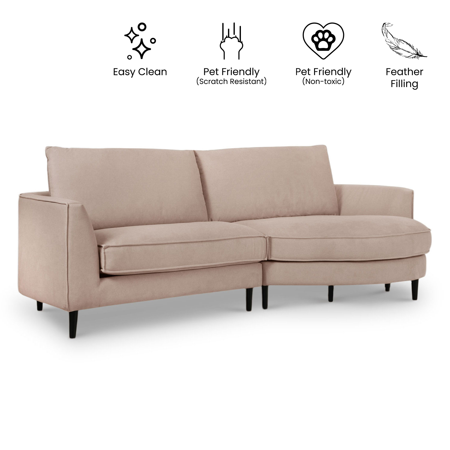 Sabrina Sand Beige Curve Chaise Left Sectional Sofa