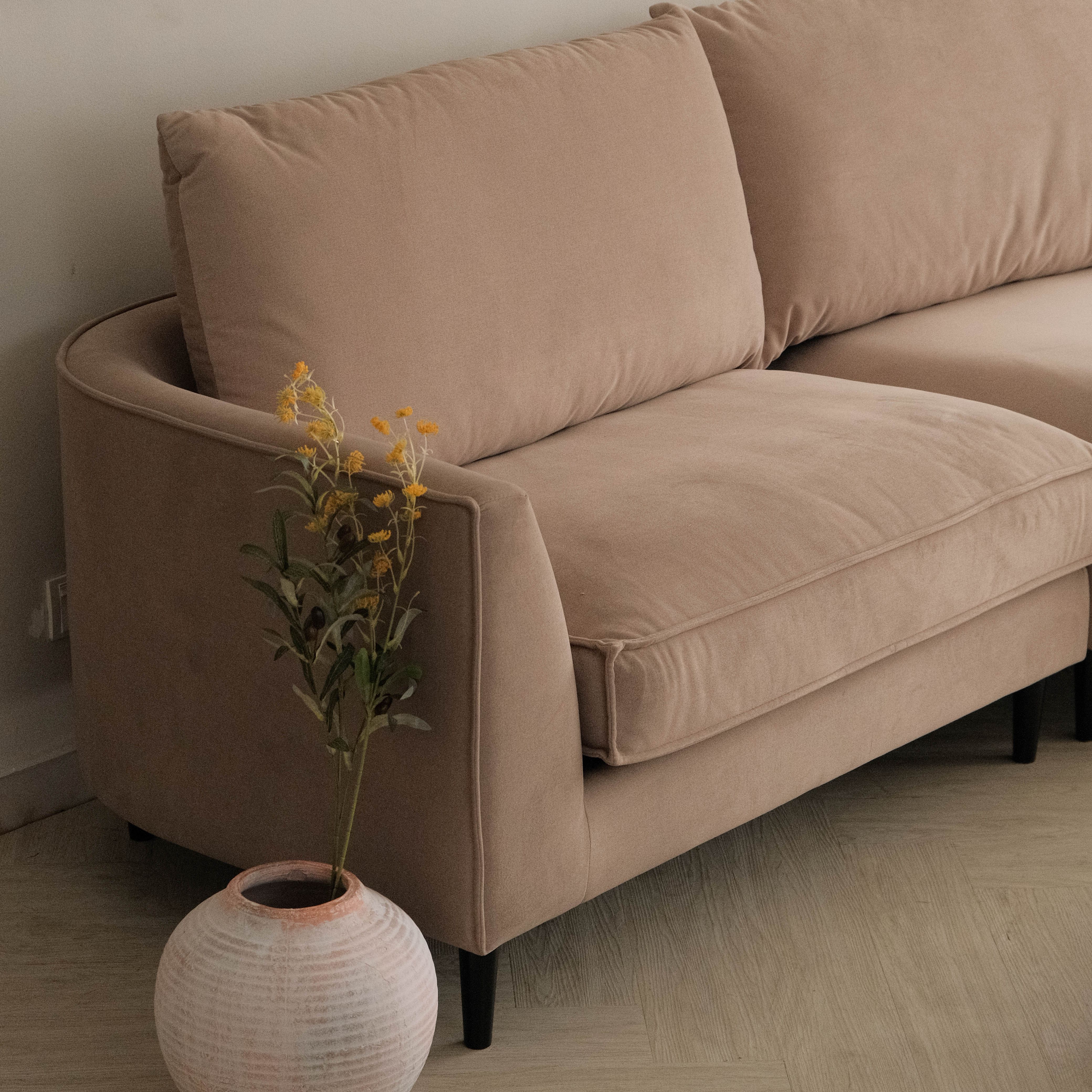 Sabrina Sand Beige Curve Chaise Left Sectional Sofa