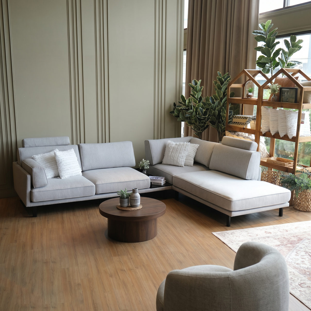 Elliott Flint Grey Left Corner Sofa