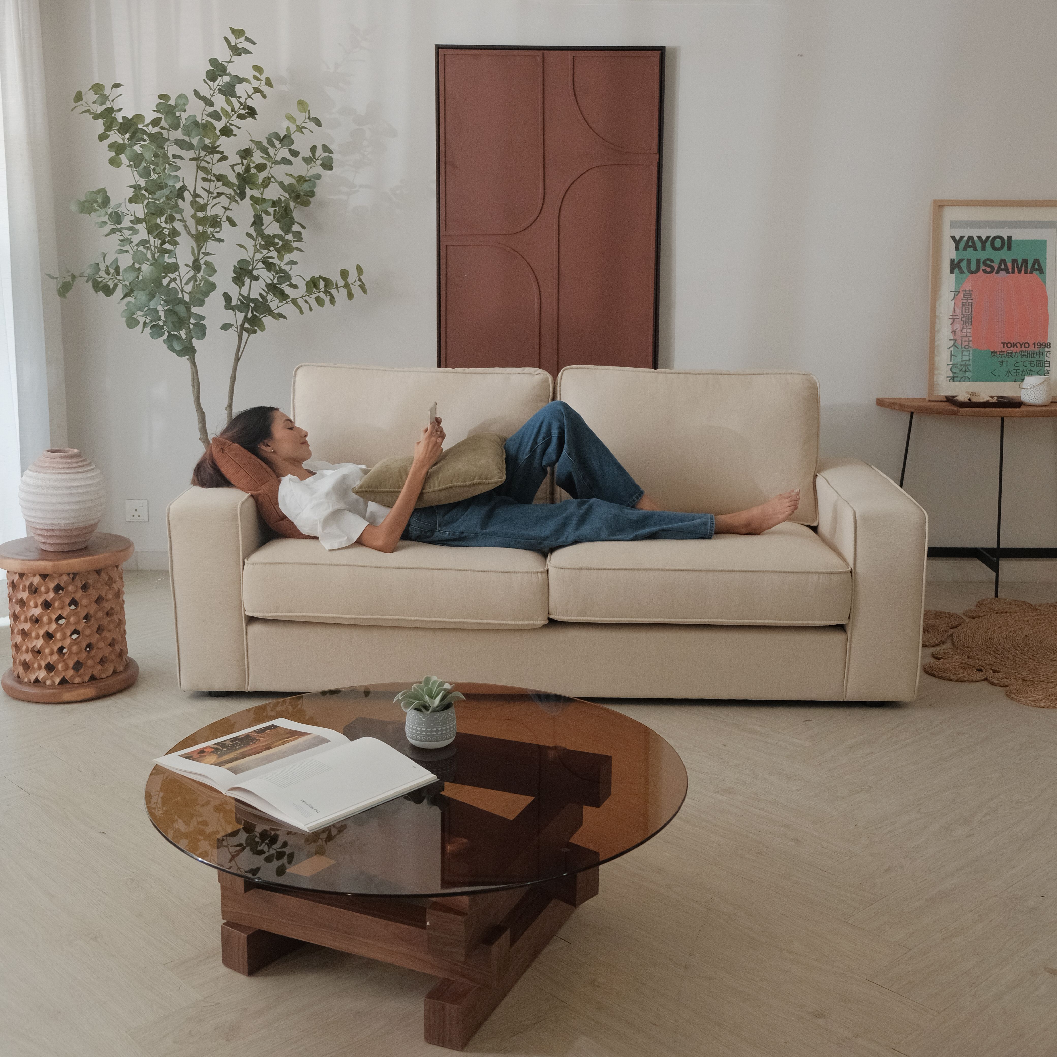 Klaus Light Beige 3 Seater Sofa