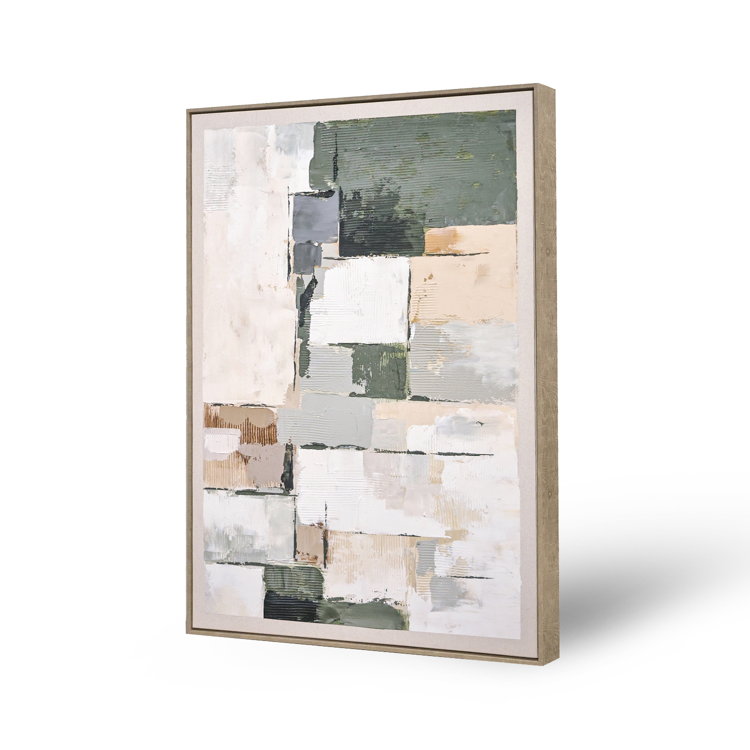Framed Canvas 80x120cm Linen & Plaster - Earthy Abstract