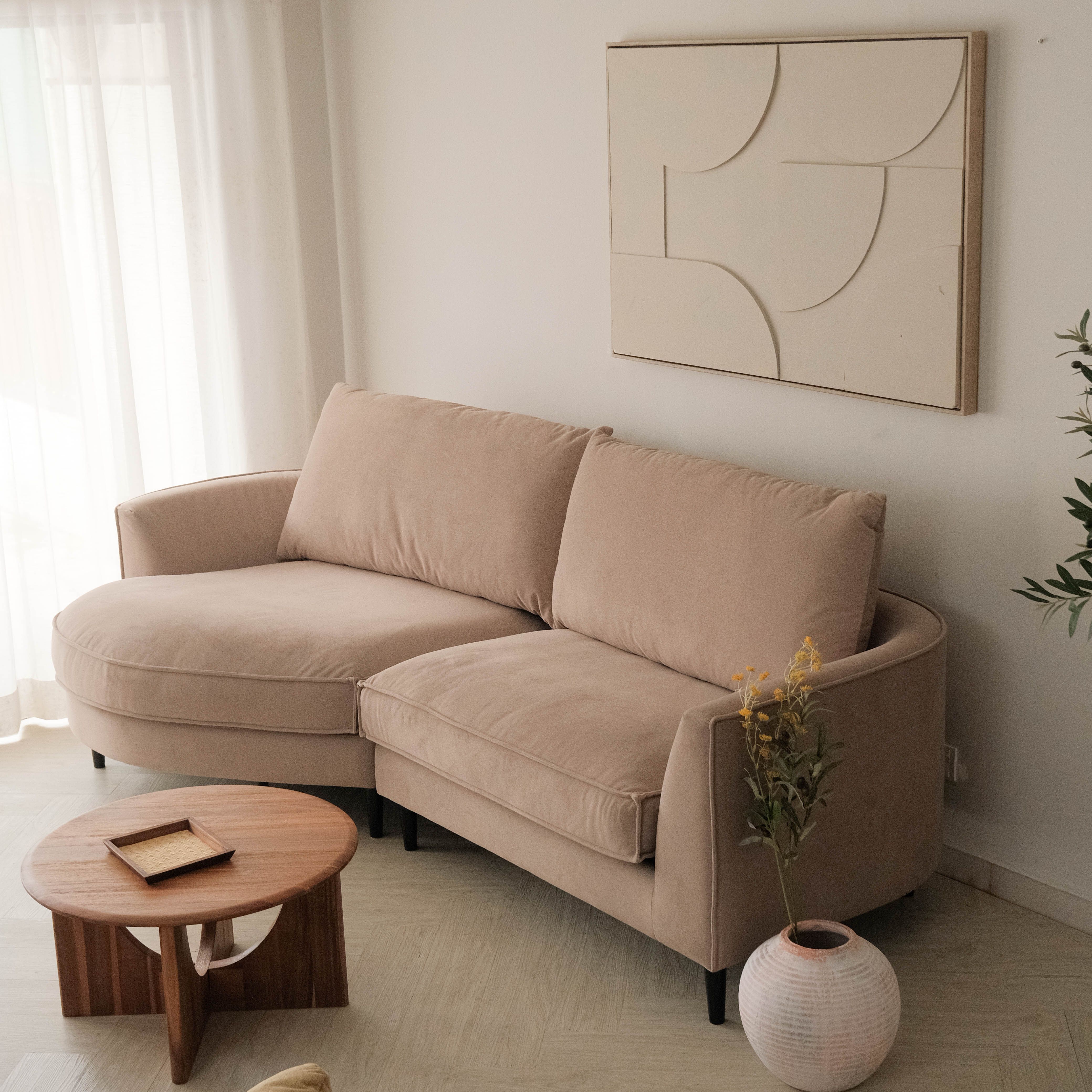 Sabrina Sand Beige Curve Chaise Right Sectional Sofa