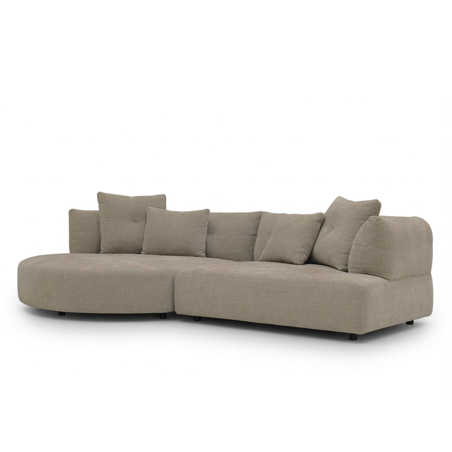 Giselle Sand Brown Round Chaise Right Sectional Sofa