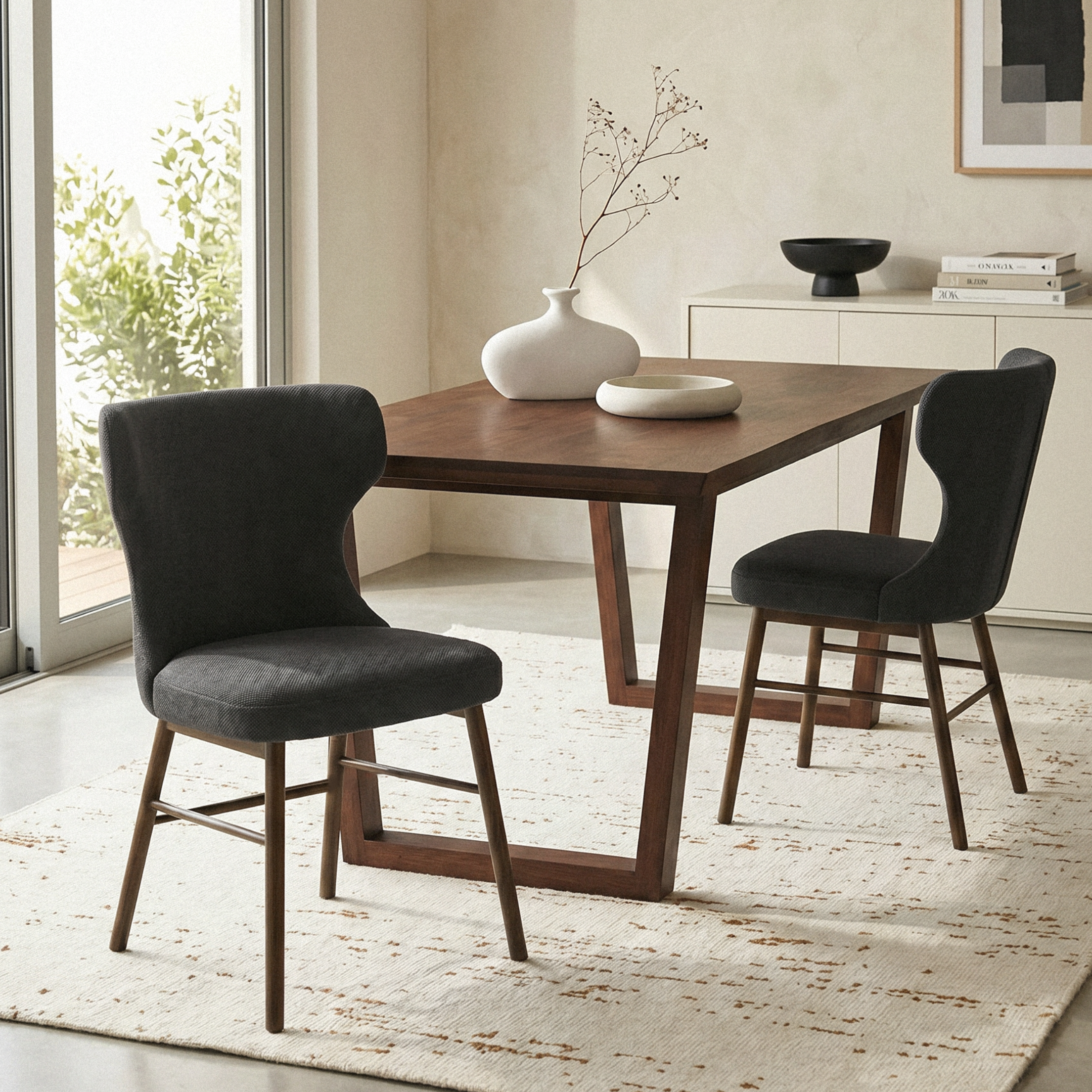 Stellar Walnut Dining Chair Coal Grey