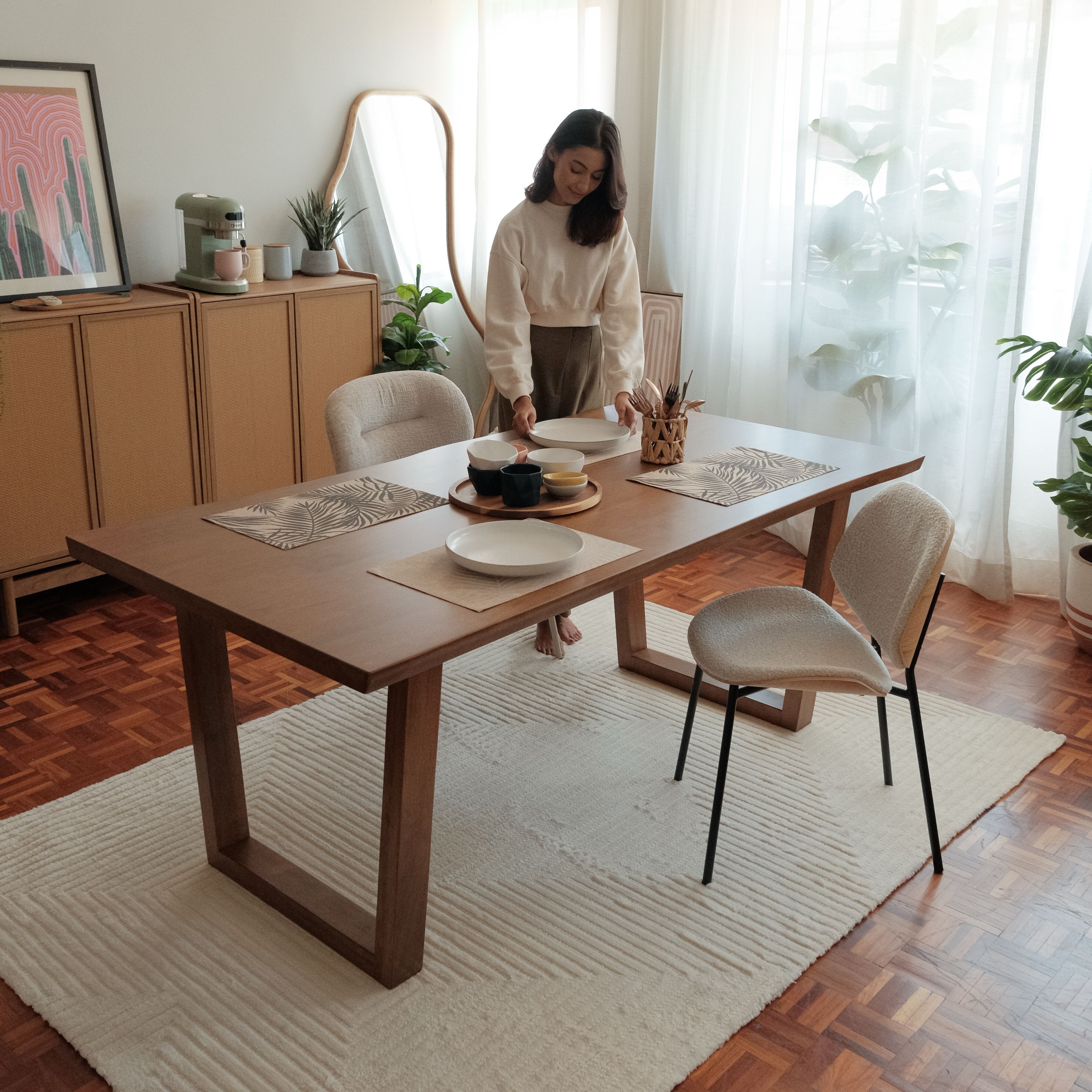 Madeline Honey Oak Faux Live Edge Dining Table 210cm
