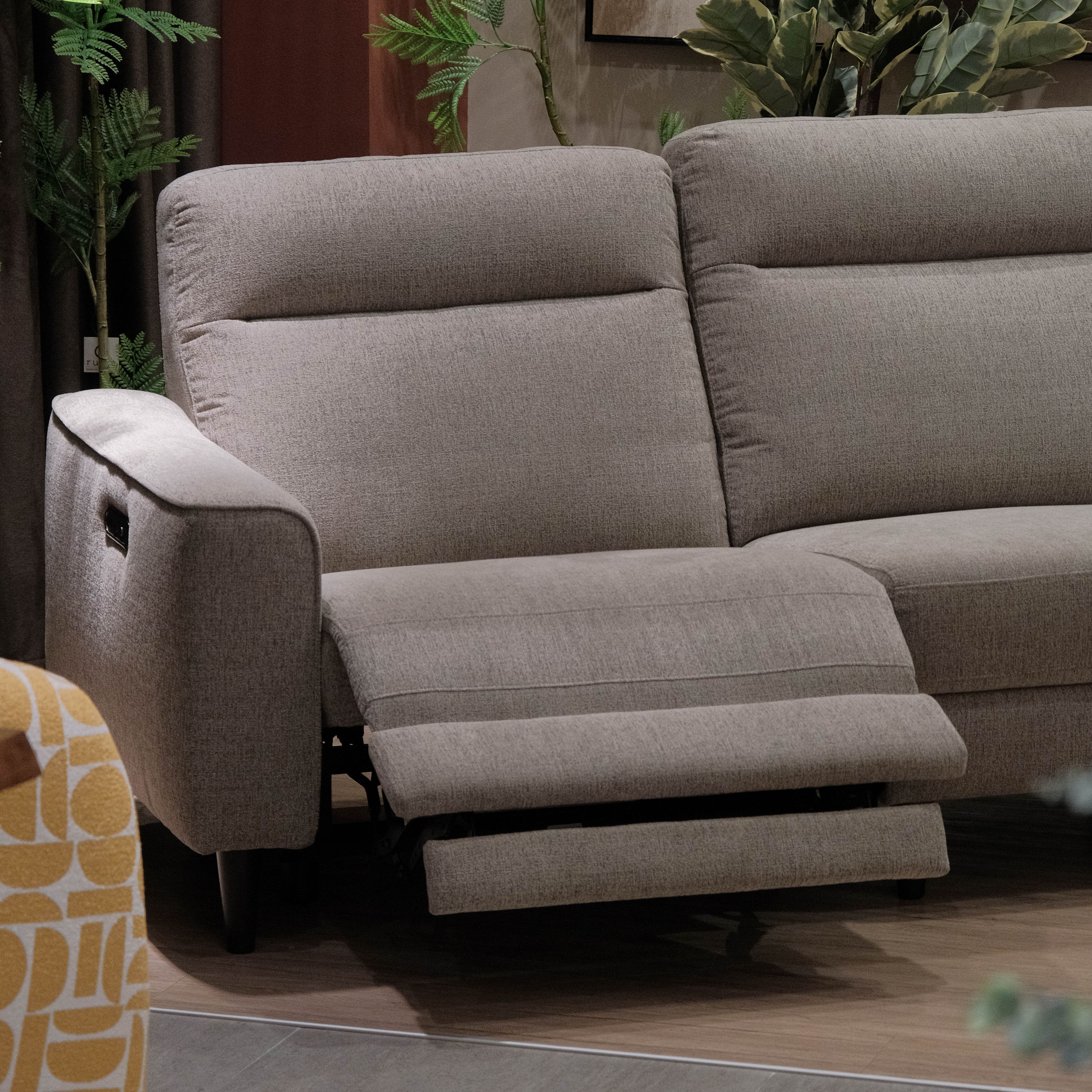 Linus Stone Grey 3 Seater Double-Power Reclining Sofa