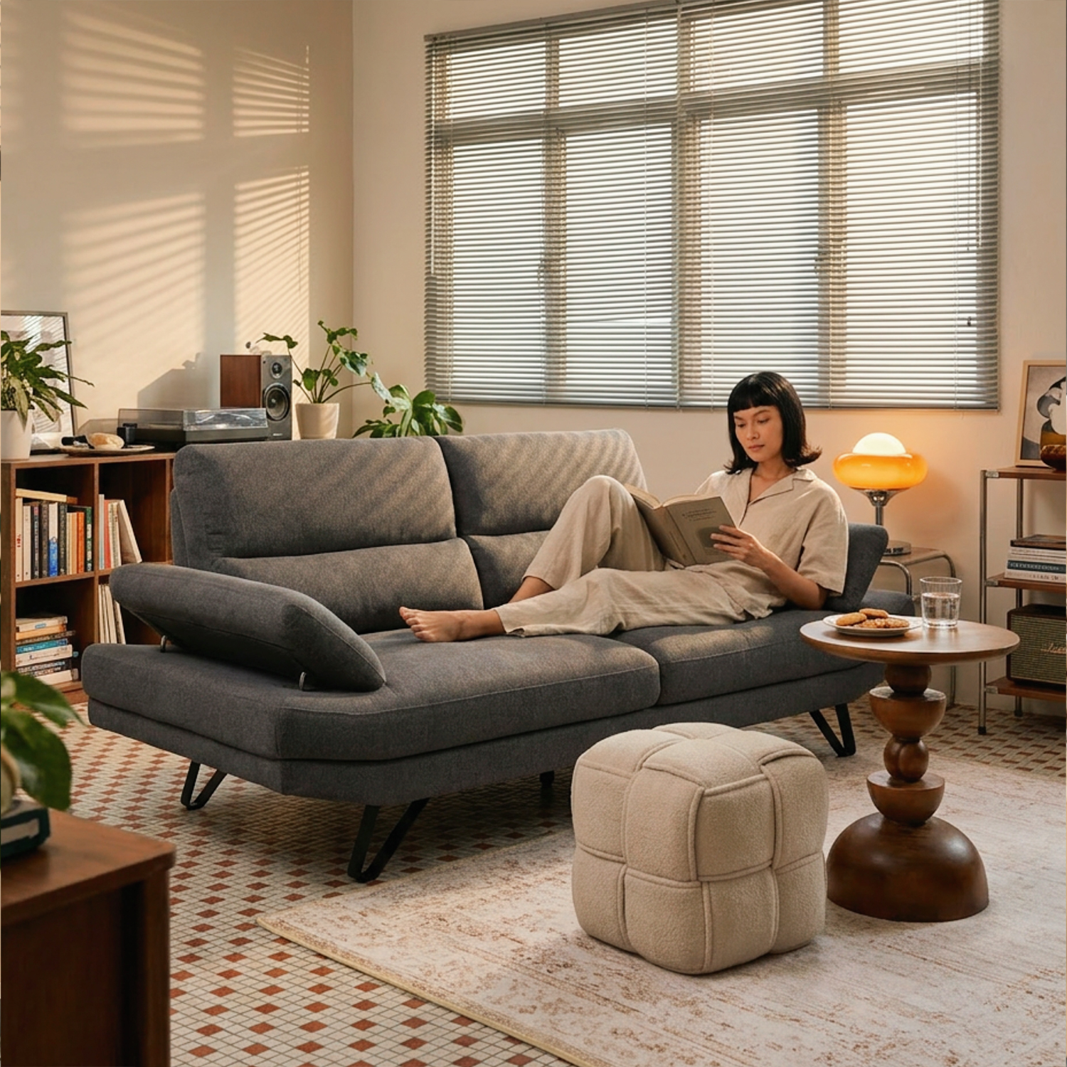 Sway Dark Grey 3 Seater Sofa With Adjustable Back