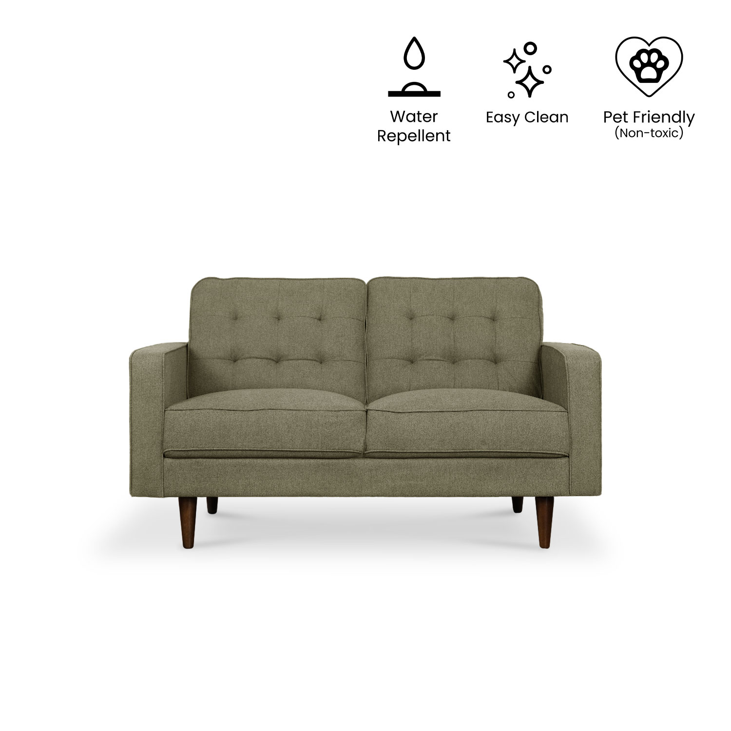 Jane Retro Green Mid-Century 2 Seater Sofa