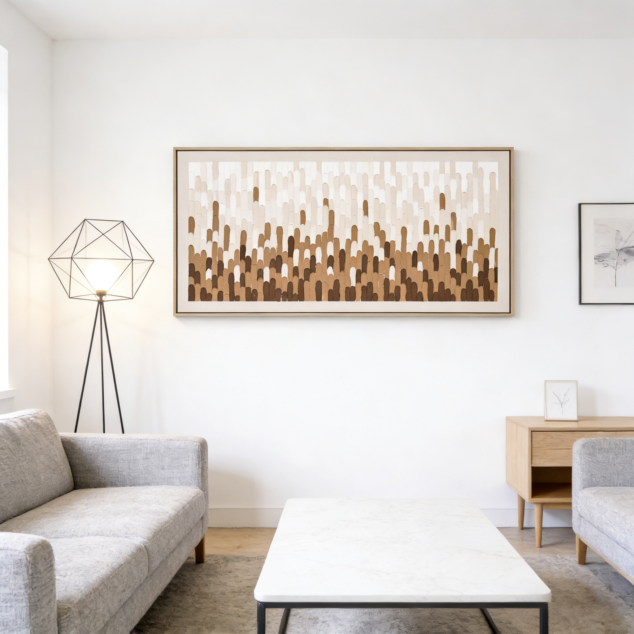 Framed Canvas 70x140cm Linen & Plaster - Gradient Sand