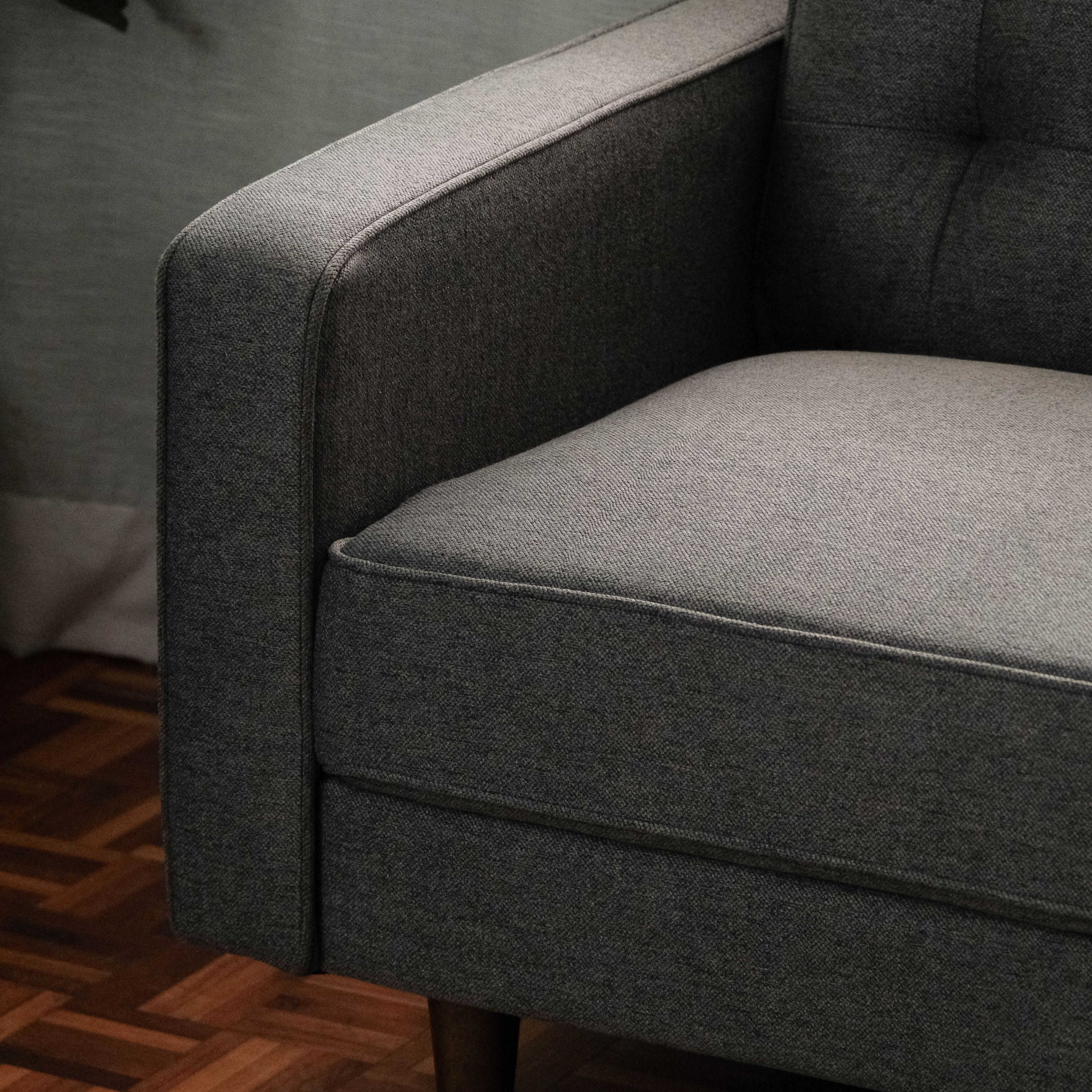 Jane Pebble Grey Mid-Century 1 Seater Sofa