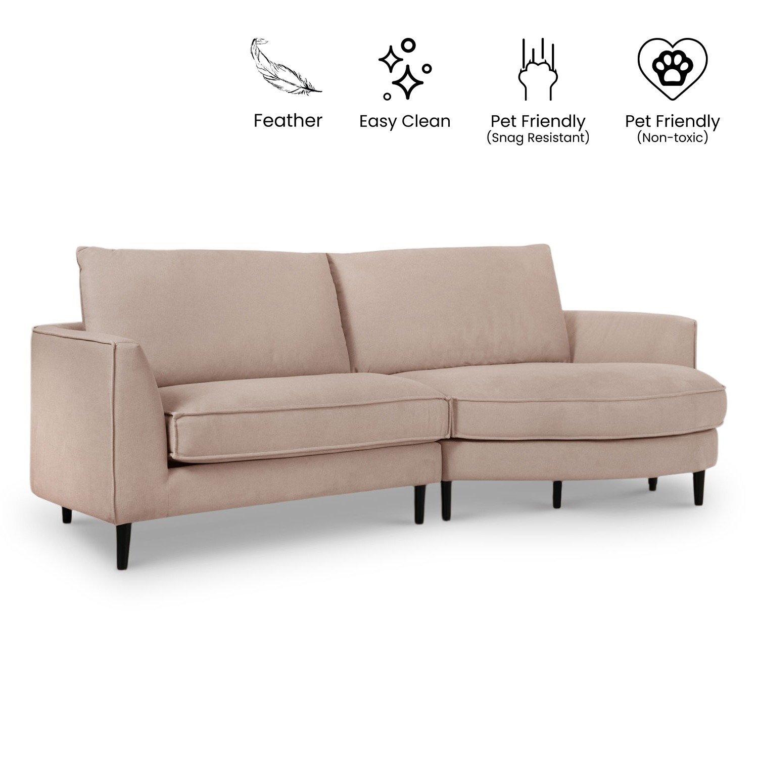 Sabrina Sand Beige Curve Chaise Left Sectional Sofa