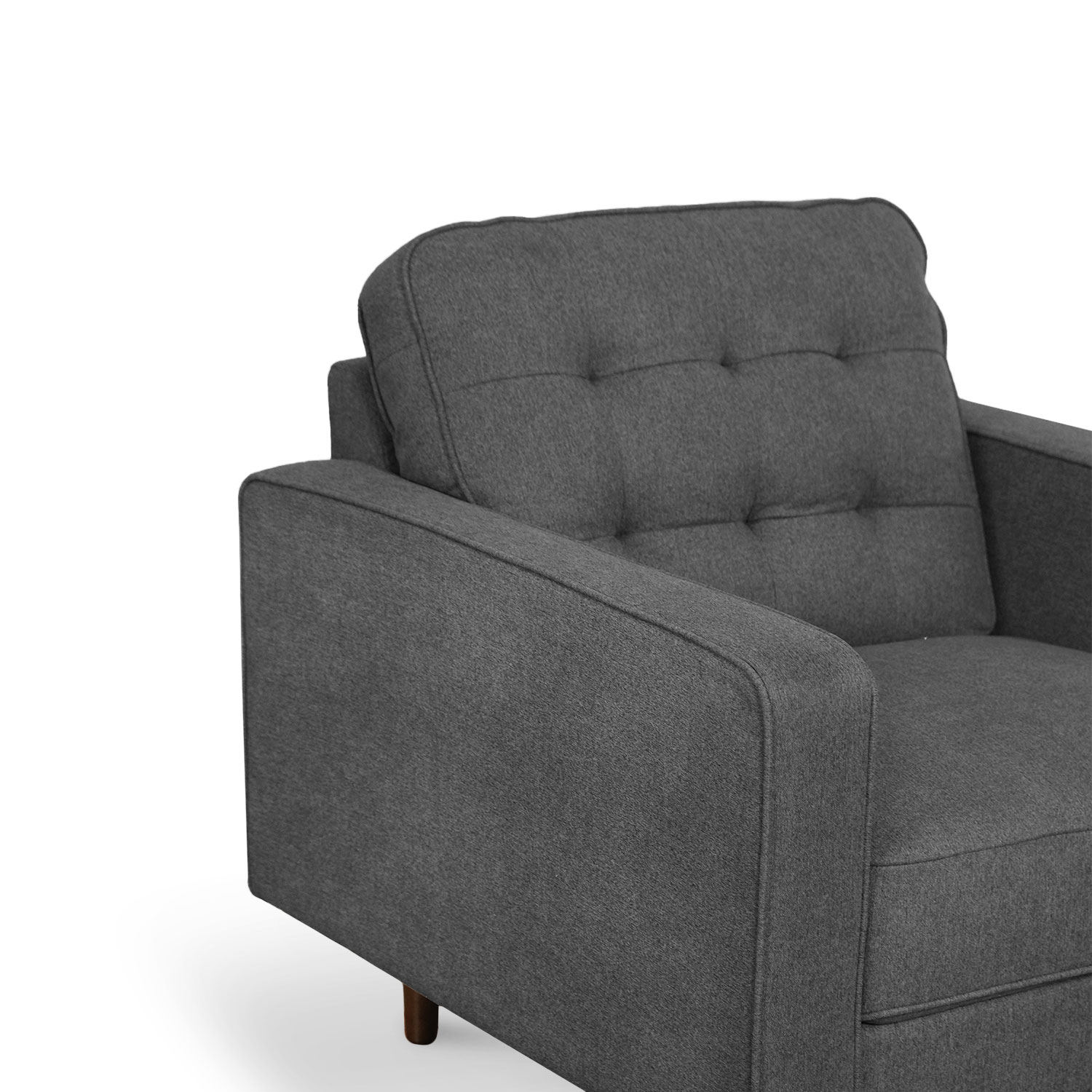 Jane Pebble Grey Mid-Century 1 Seater Sofa