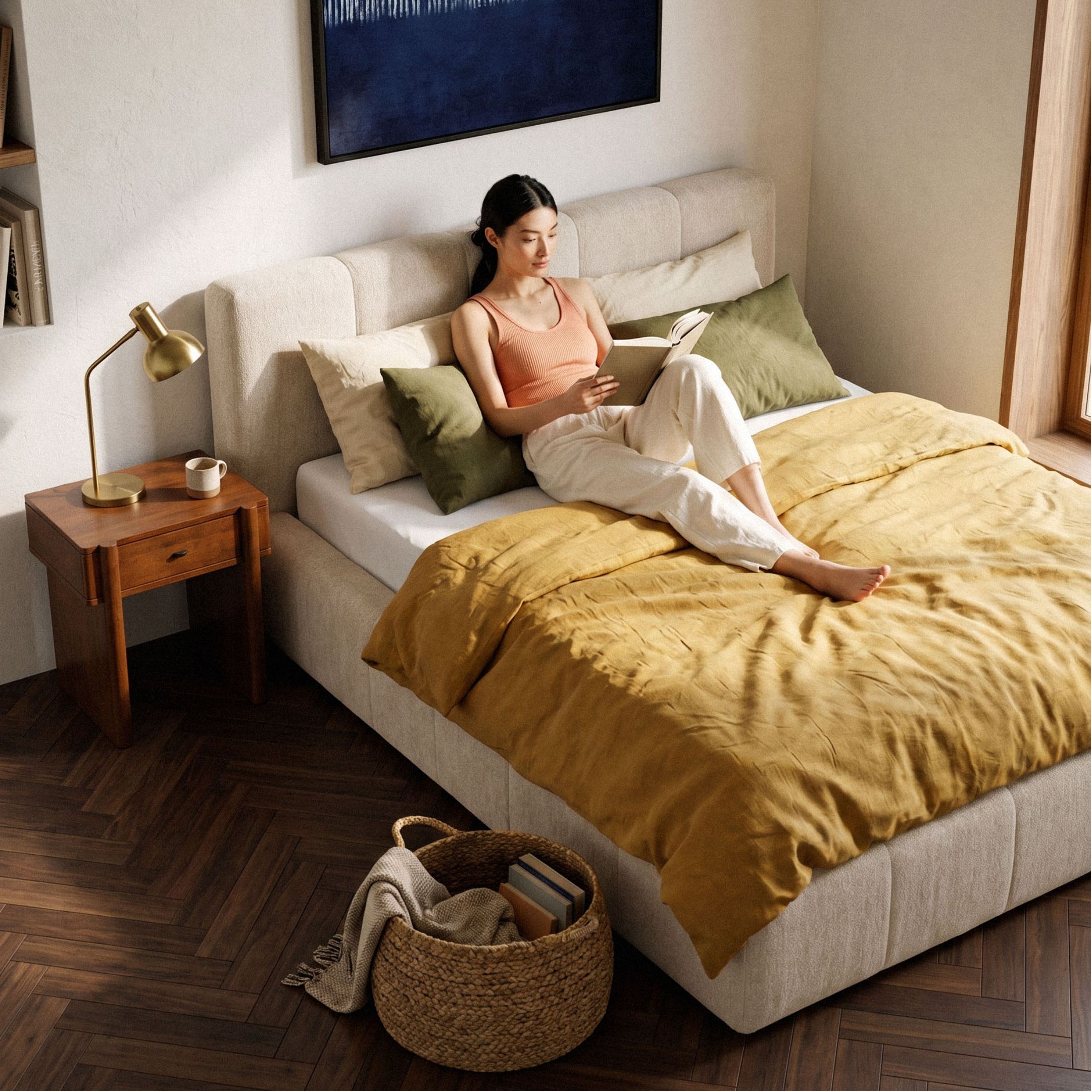 Rosa Light Beige Queen Bed