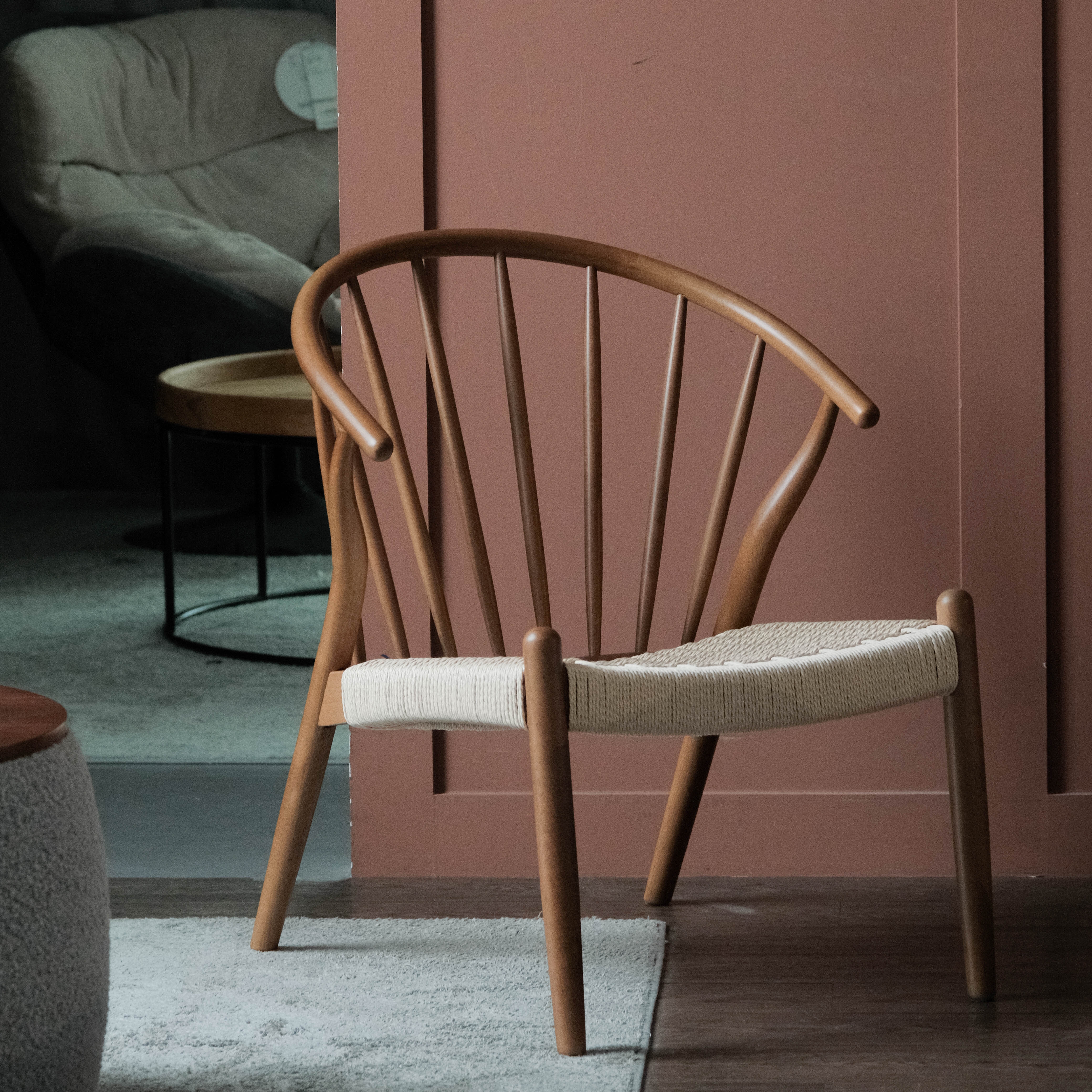 Quinn Brown Lounge Chair Natural Weave