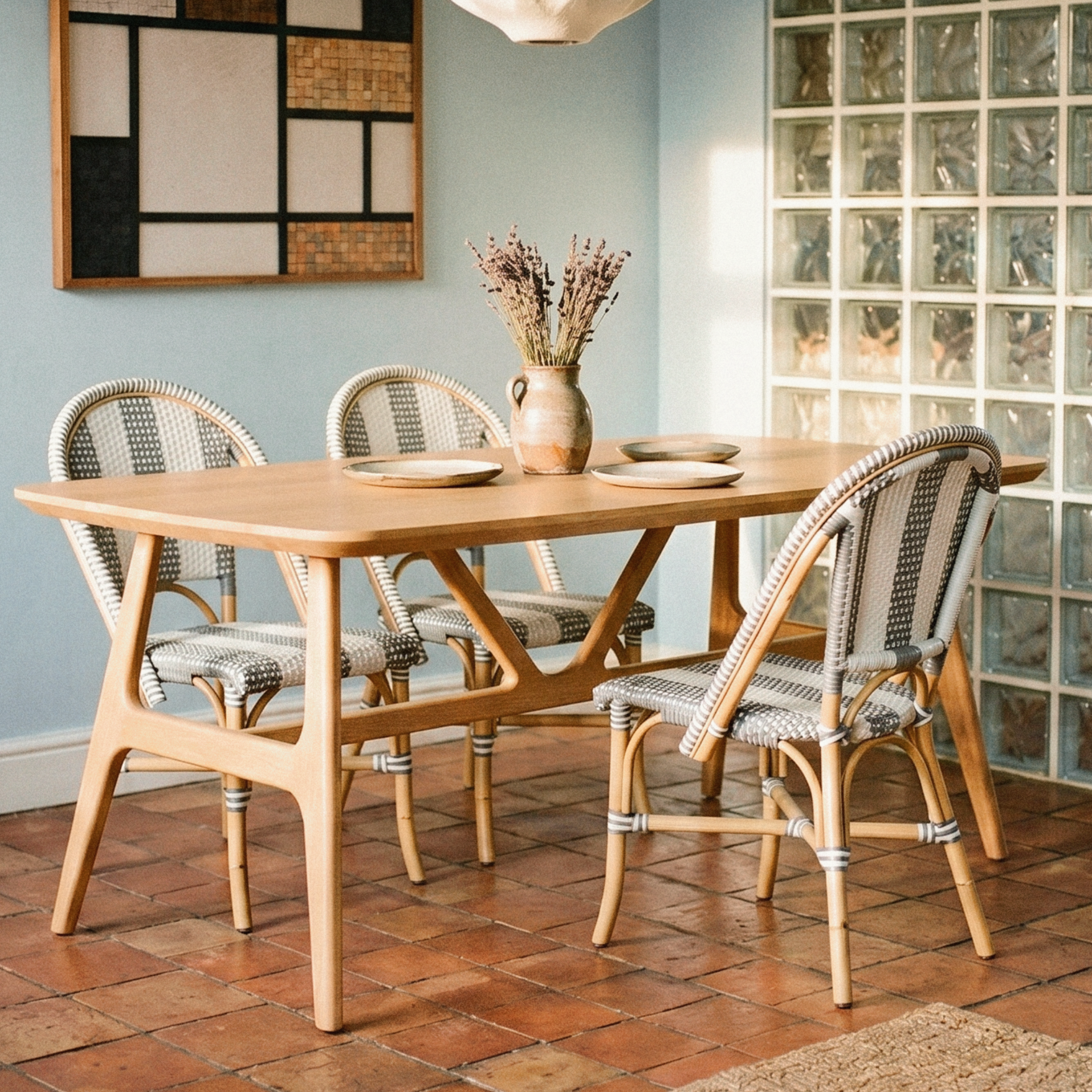 Timor Rattan Dining Chair White & Grey