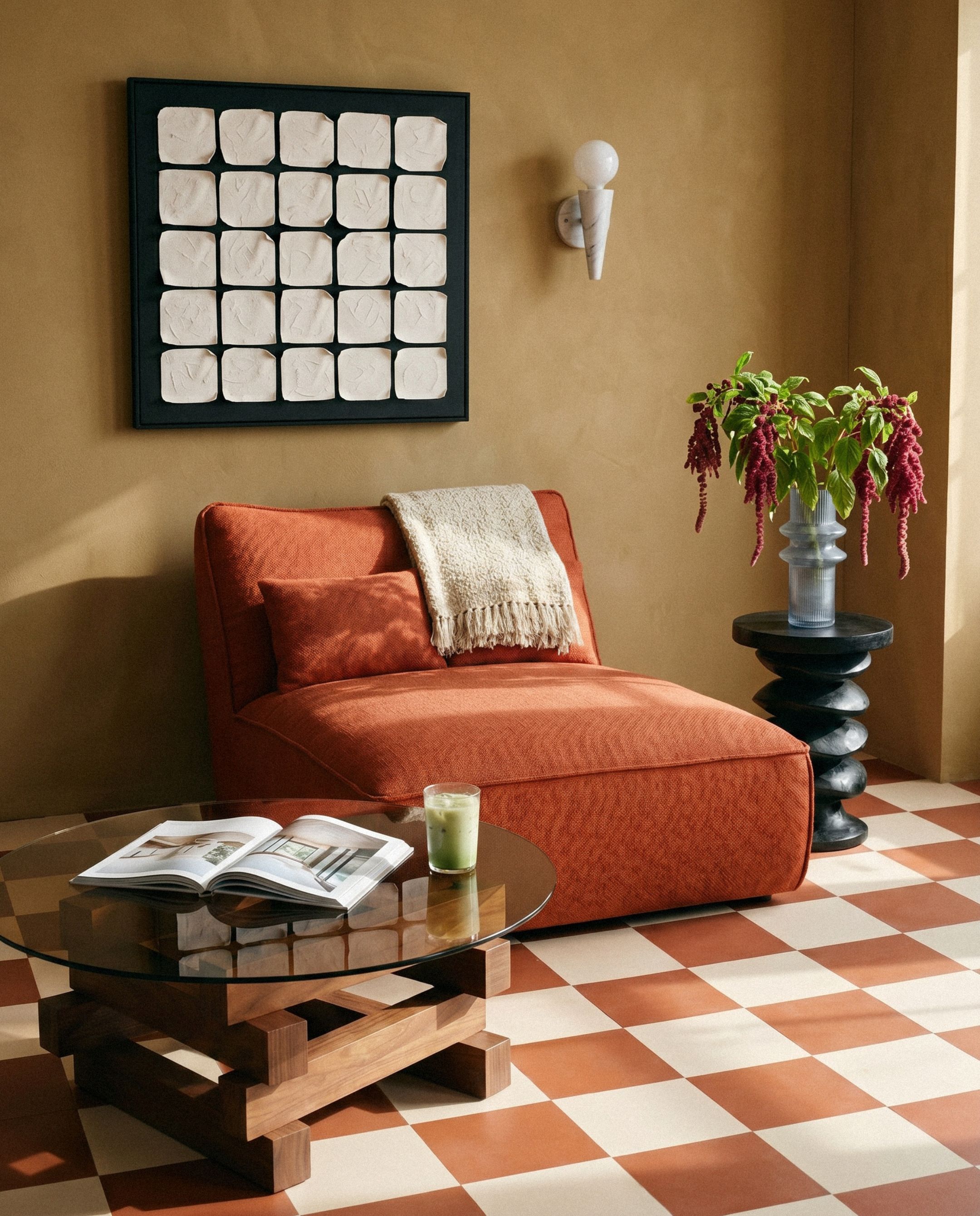 Daphne Umber Brown Modular Armless Chaise