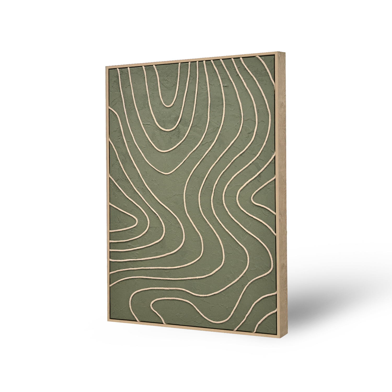 Framed Canvas 60x90cm Plaster & Rope - Green Waves