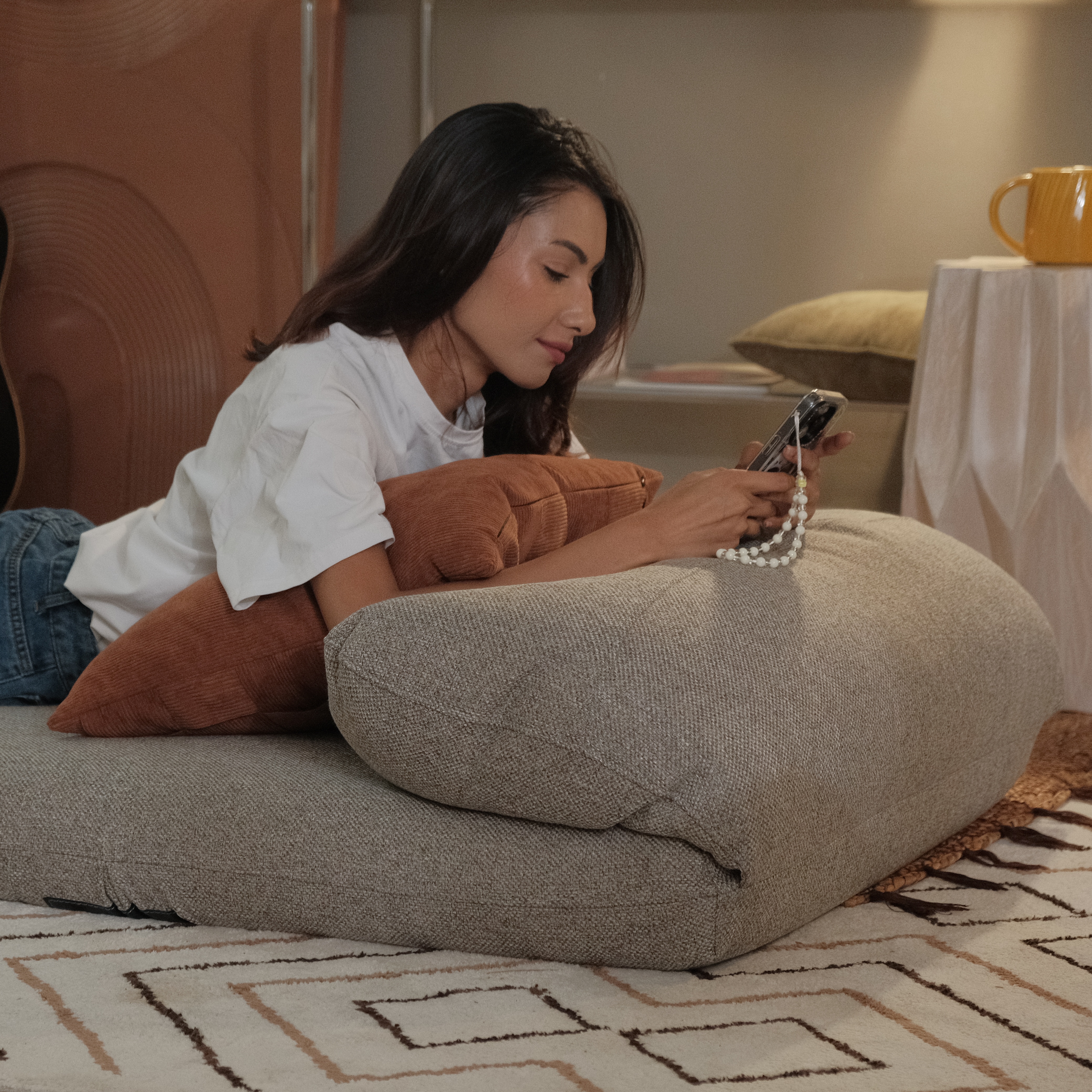 Gin Sand Brown Lazy Couch