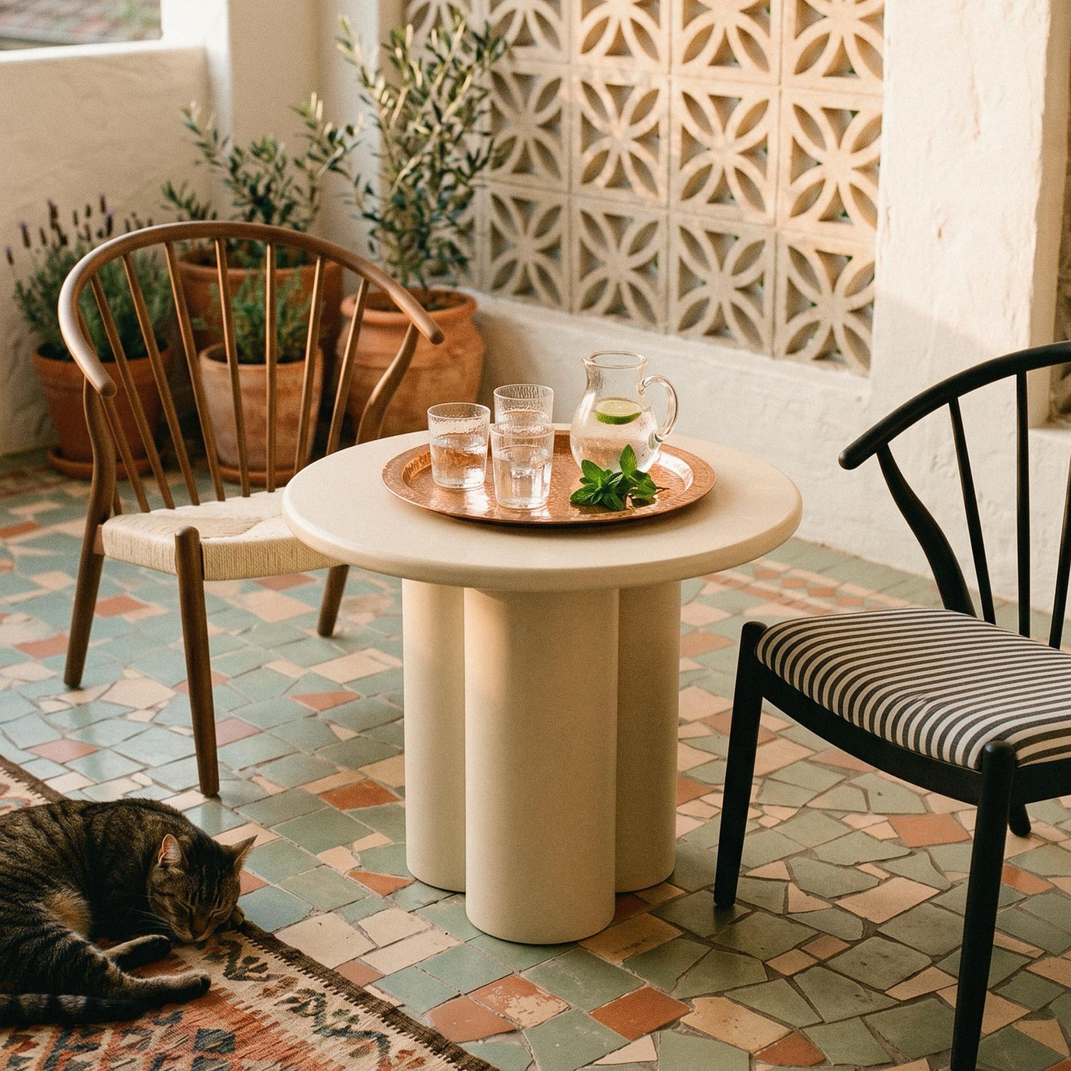 Olaria Cream Round Side Table