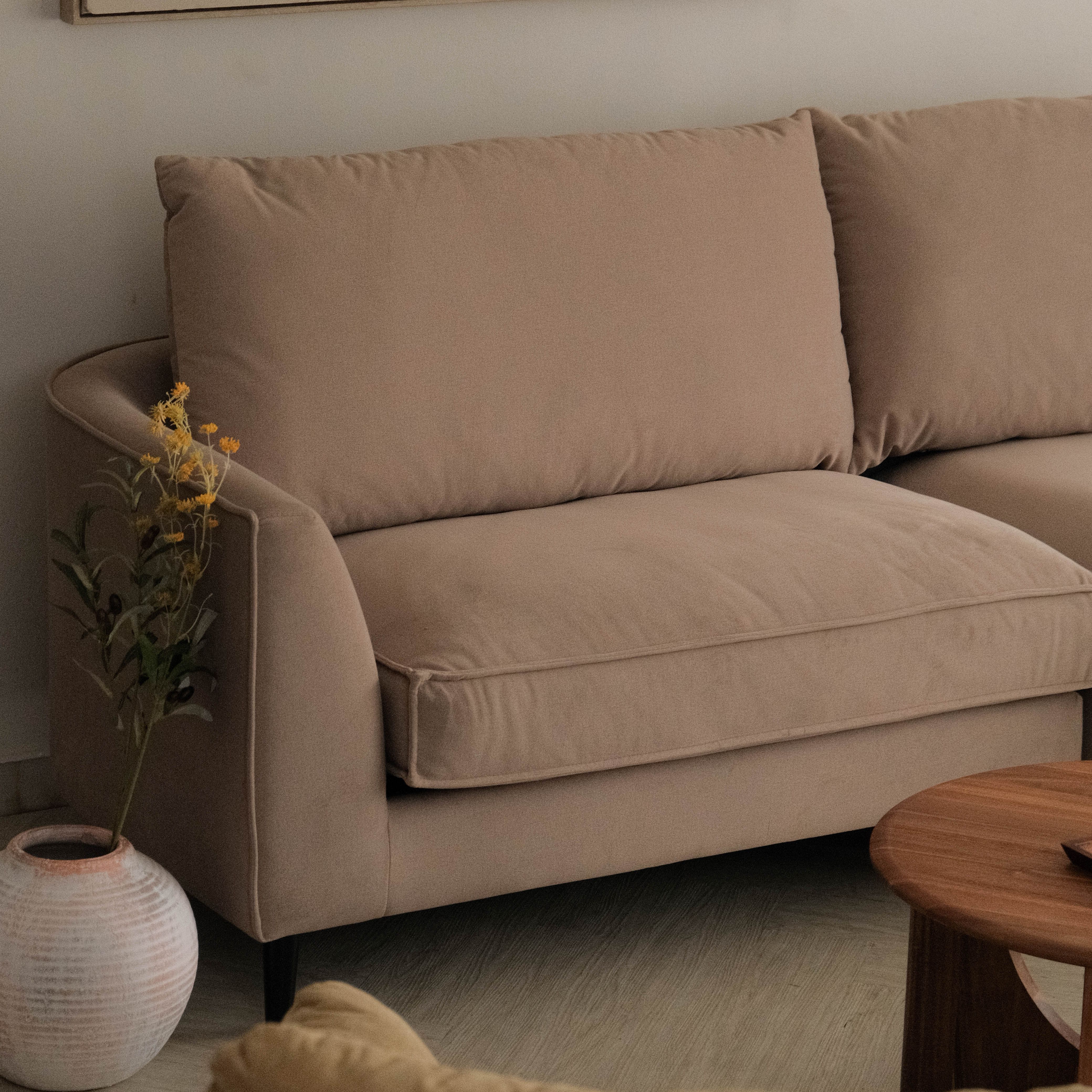 Sabrina Sand Beige Curve Chaise Left Sectional Sofa
