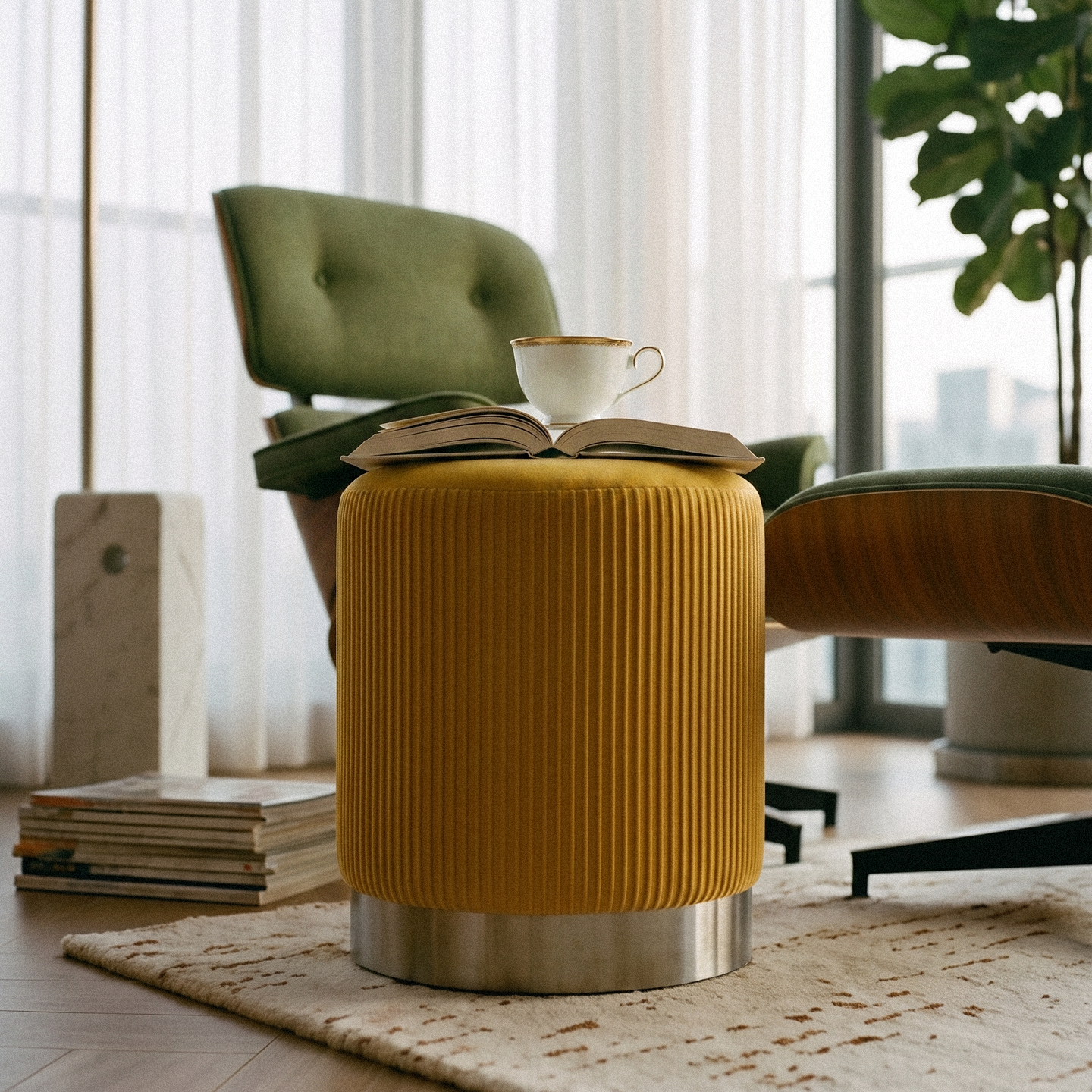 Reana Stripes Dining Stool Marigold