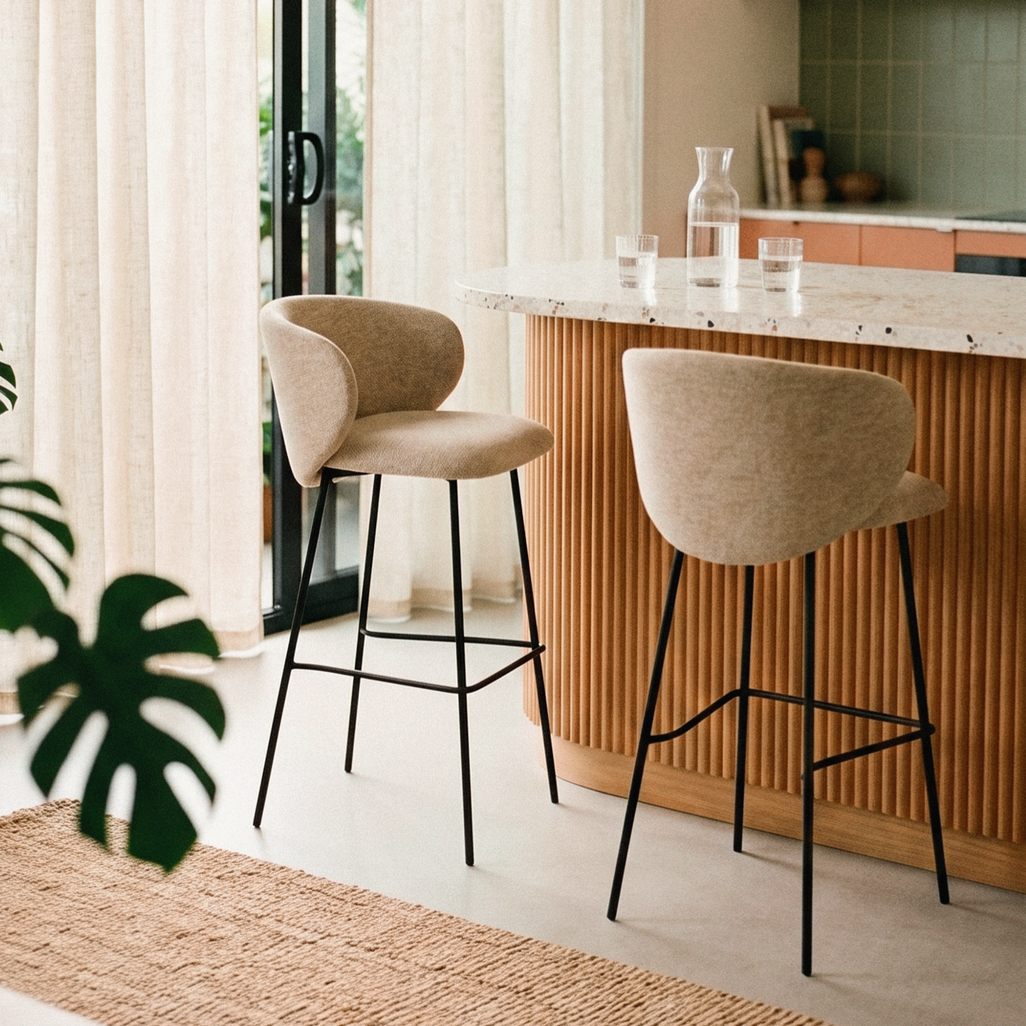Vera Stone Beige Bar Stool