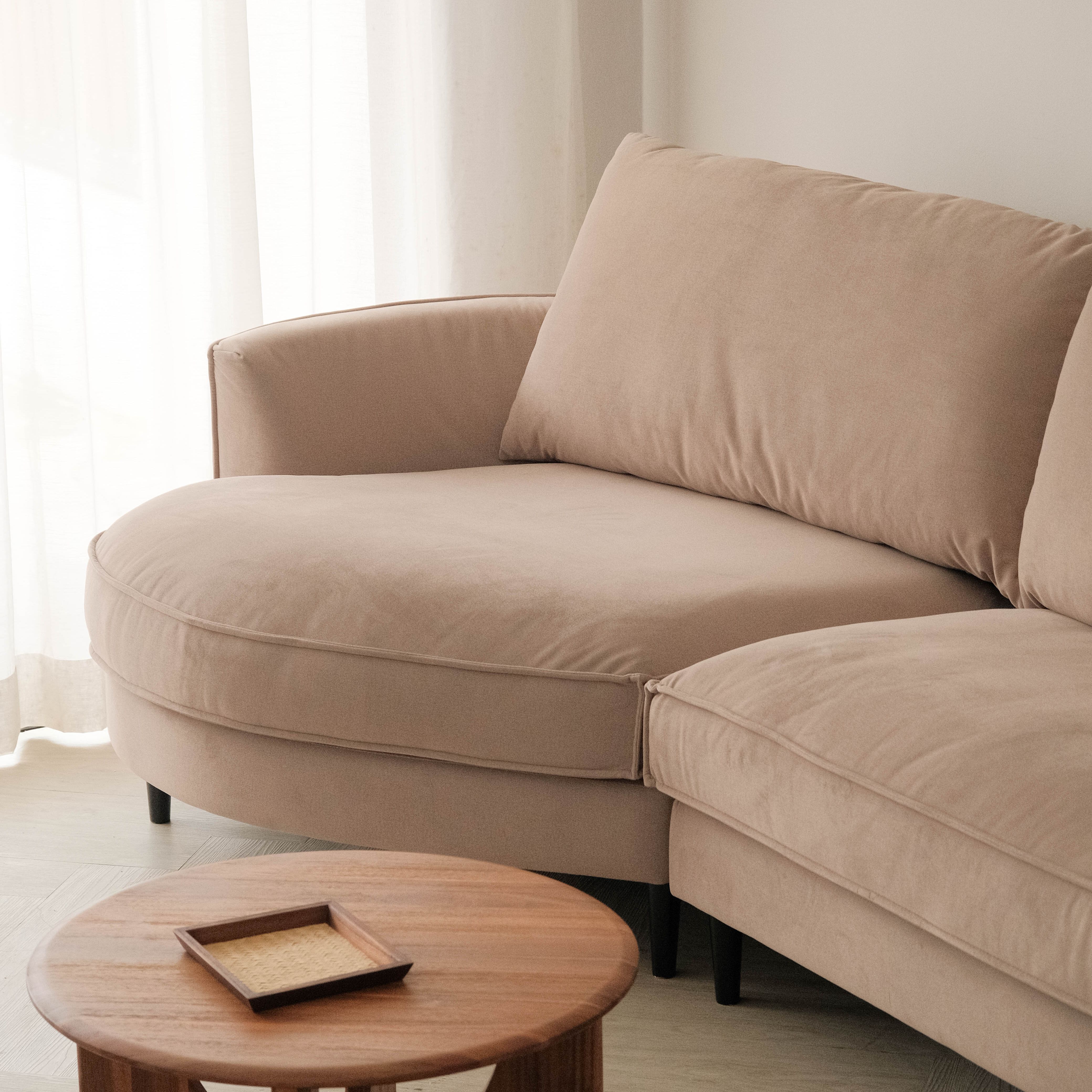 Sabrina Sand Beige Curve Chaise Right Sectional Sofa