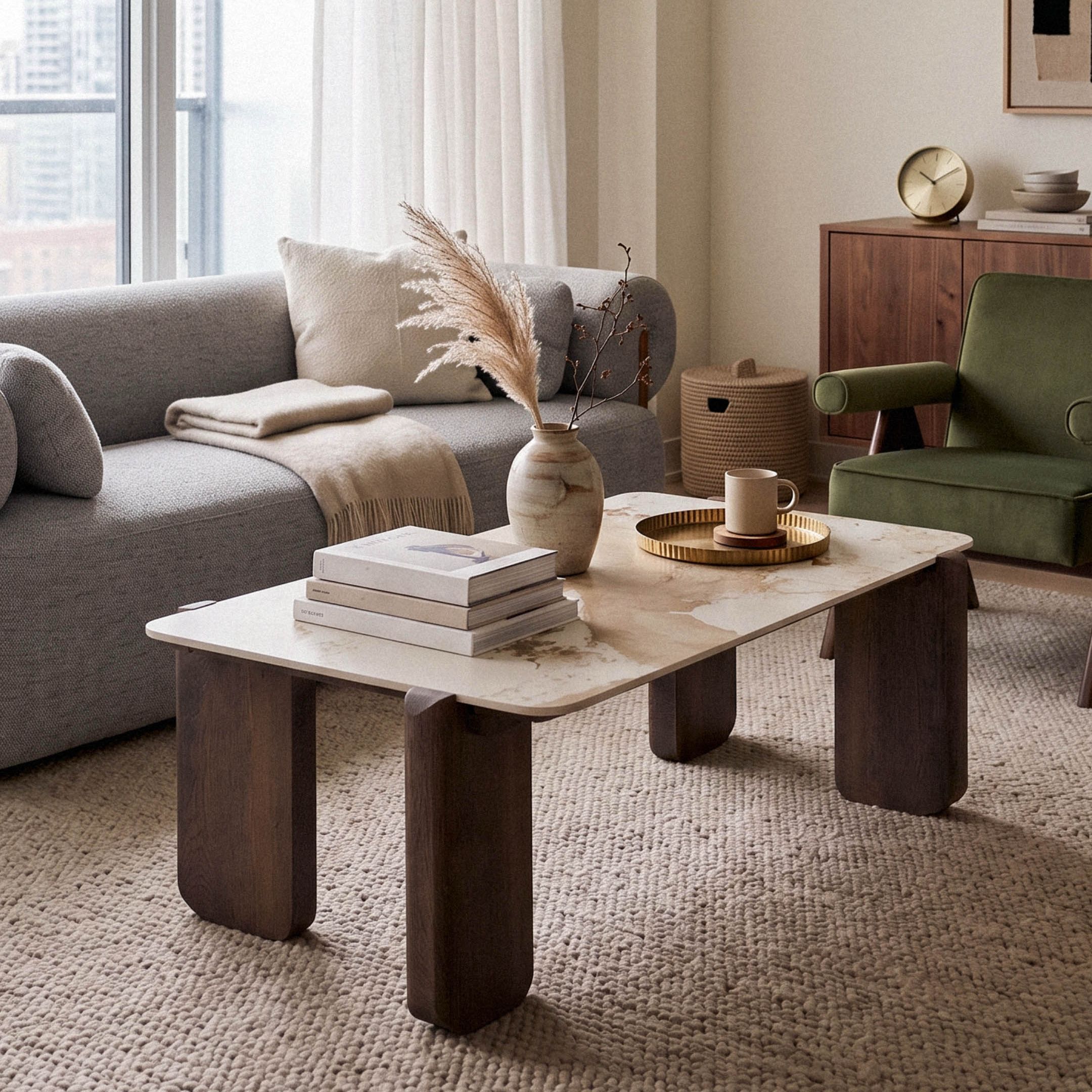 Juno Ceramic White Rectangular Coffee Table