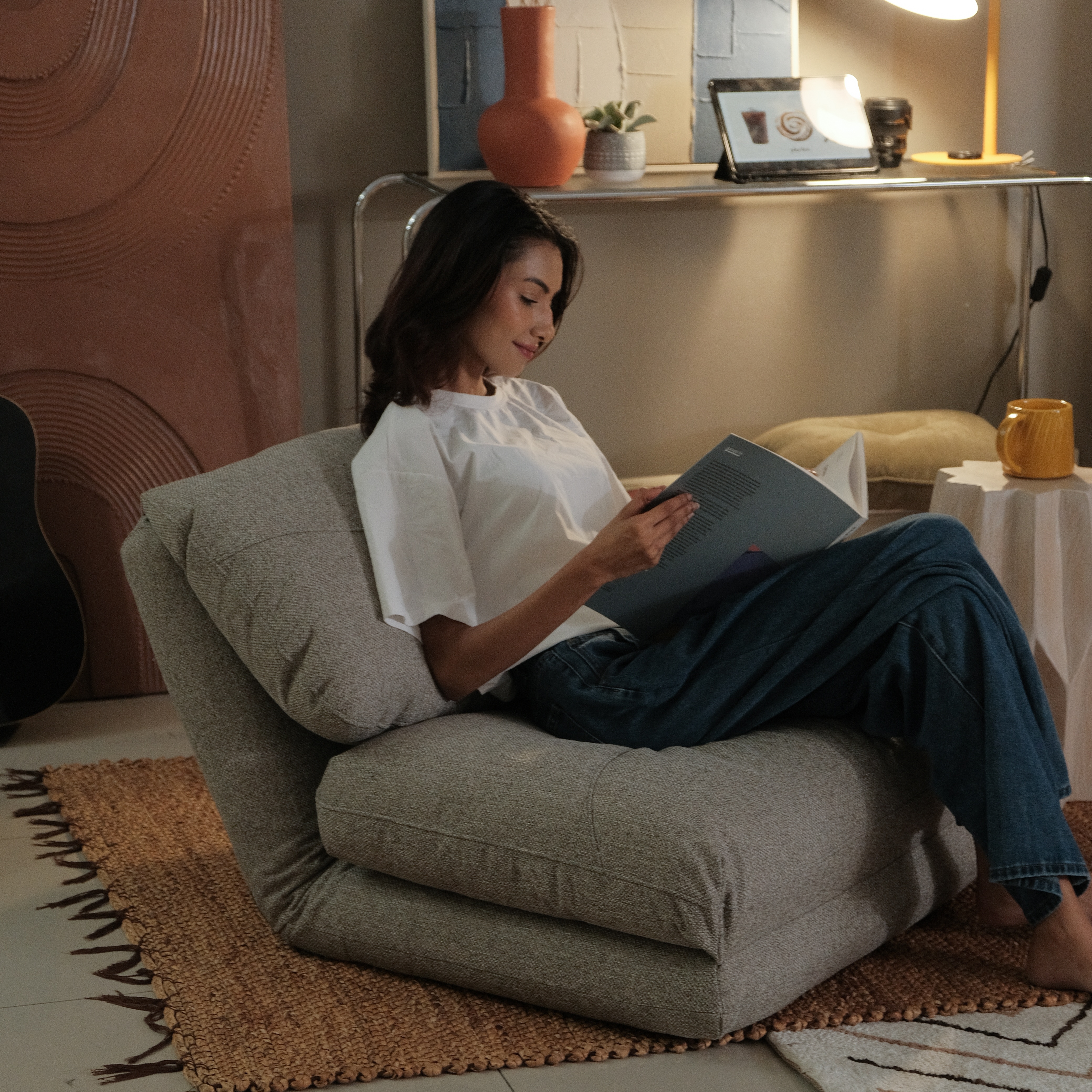 Gin Sand Brown Lazy Couch