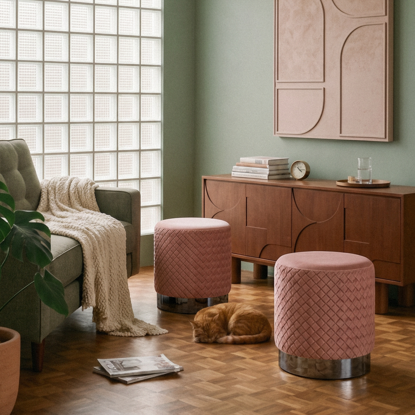Reana Weave Dining Stool Coral