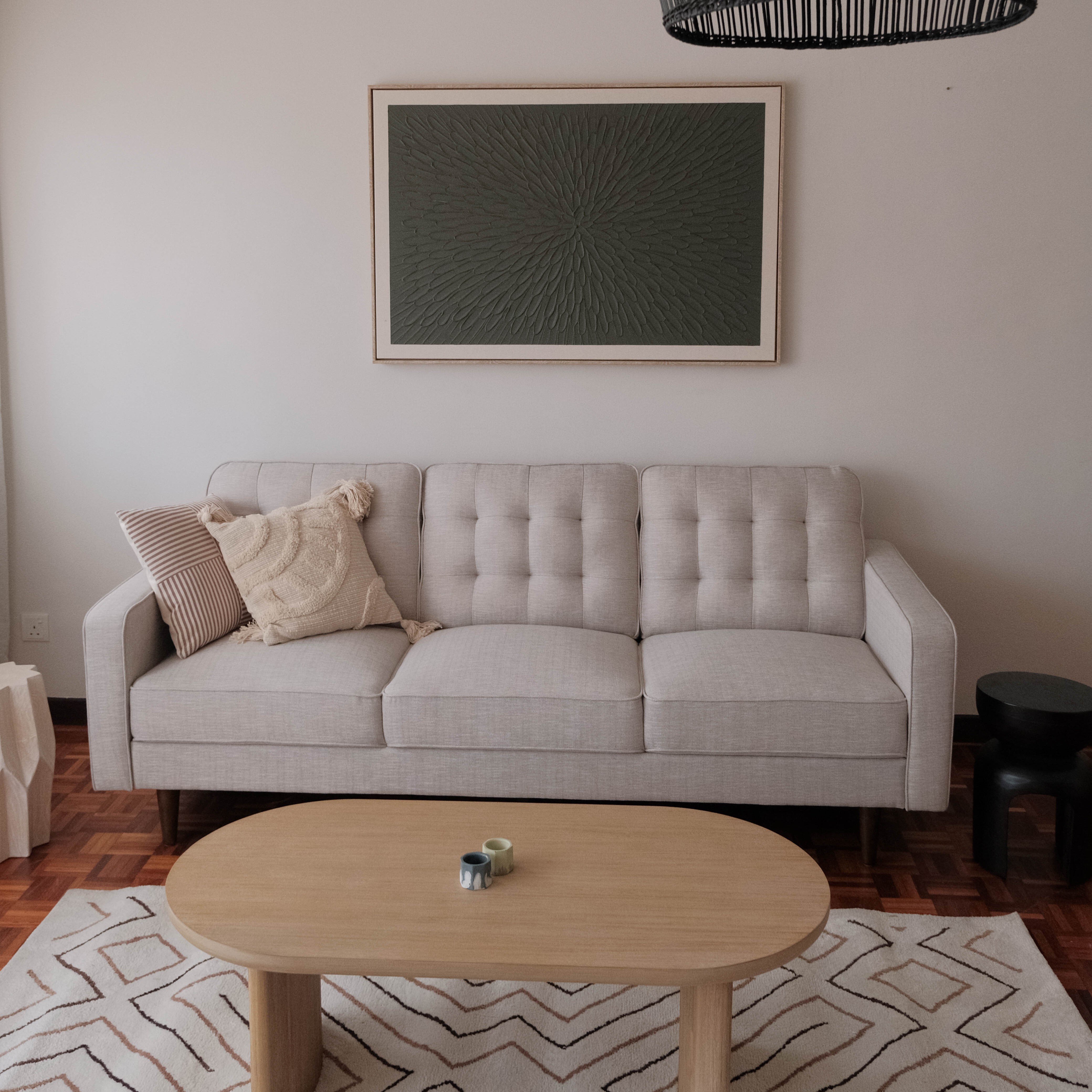 Jane Mist Grey Mid-Century 3 Seater Sofa