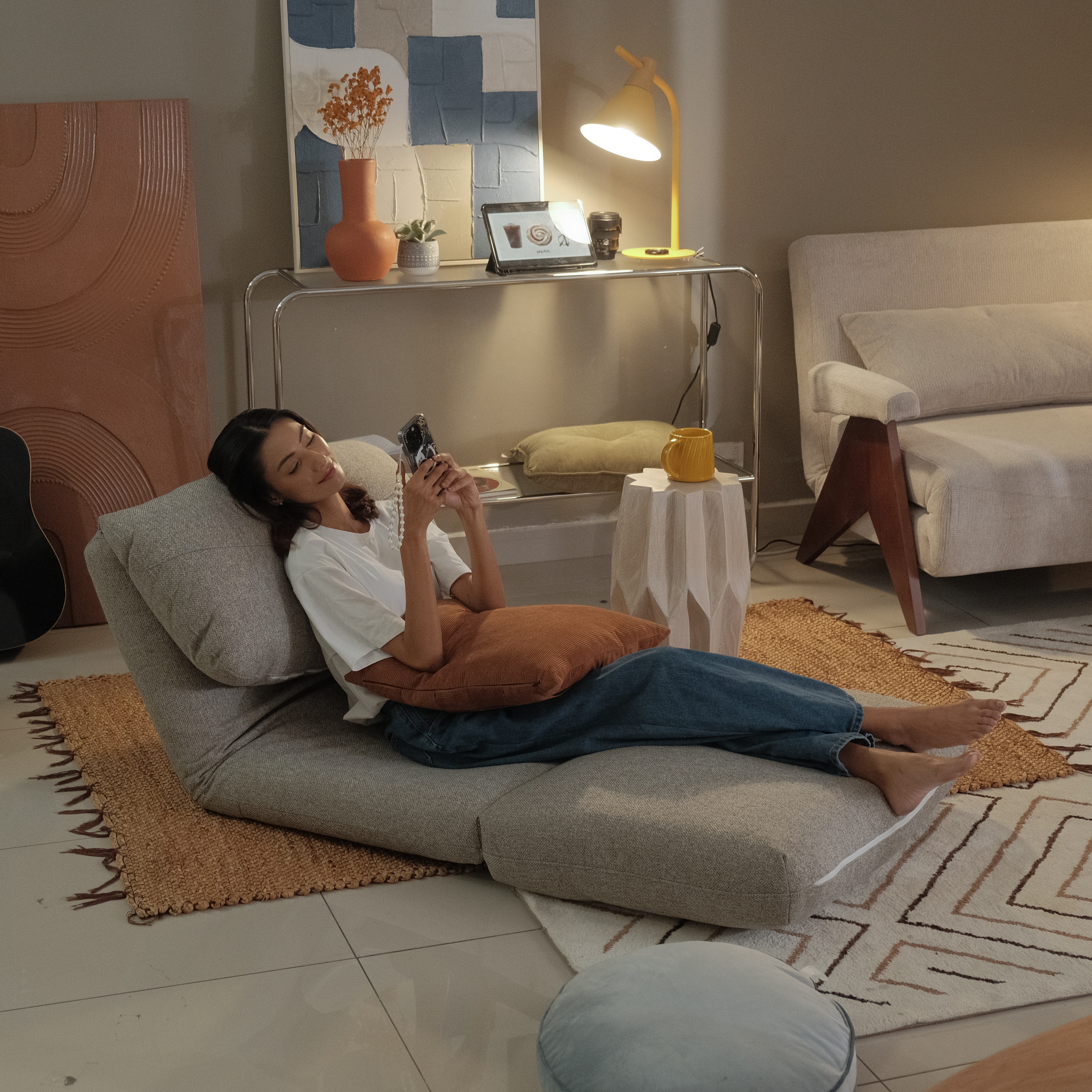 Gin Sand Brown Lazy Couch
