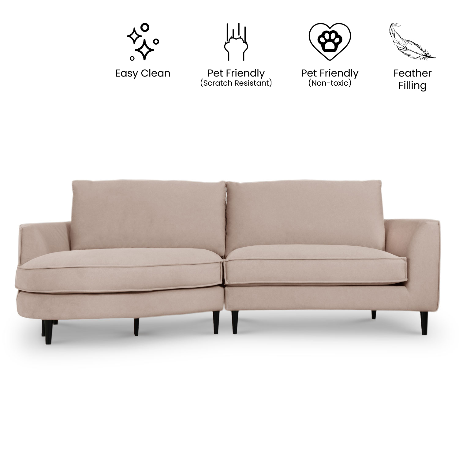 Sabrina Sand Beige Curve Chaise Right Sectional Sofa