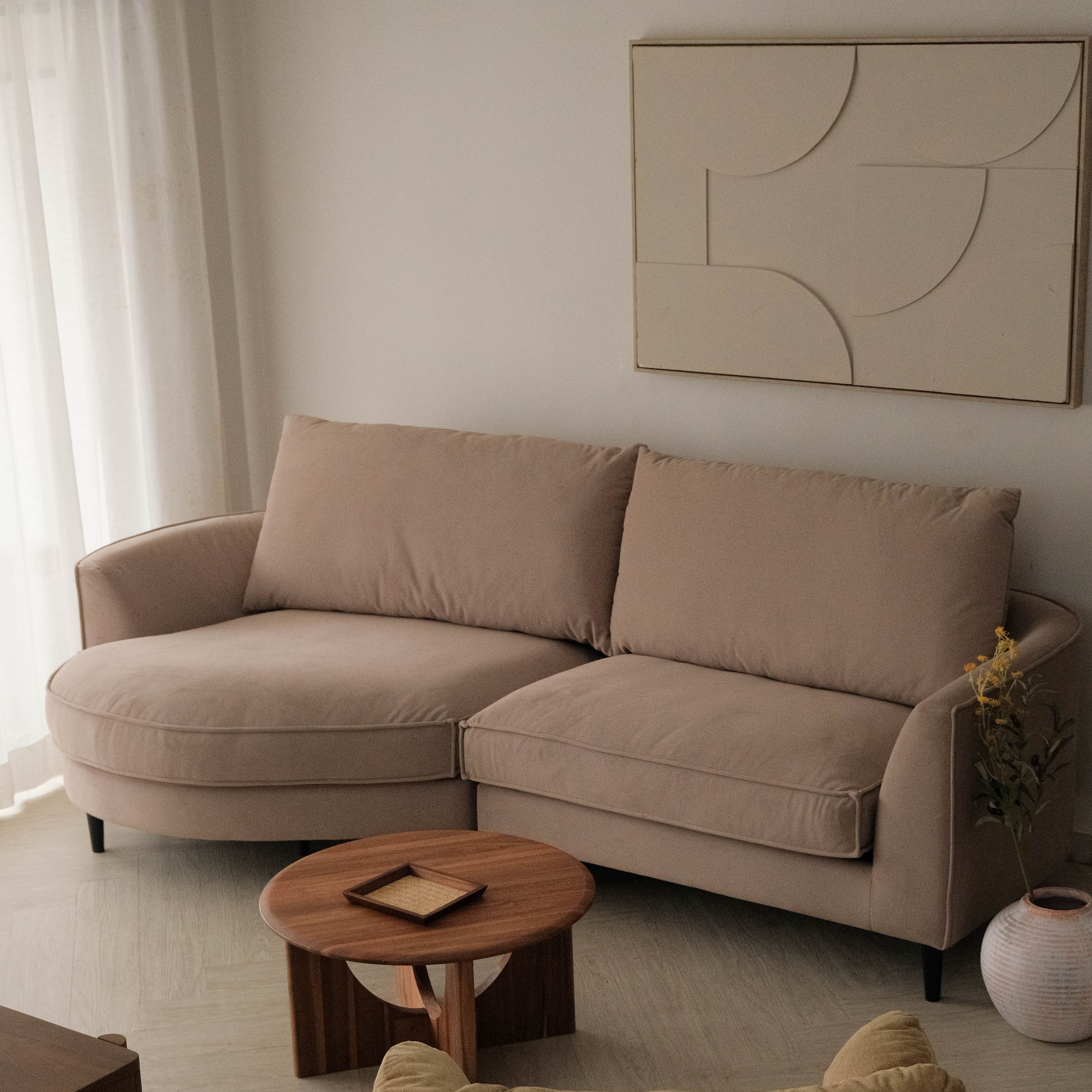 Sabrina Sand Beige Curve Chaise Right Sectional Sofa
