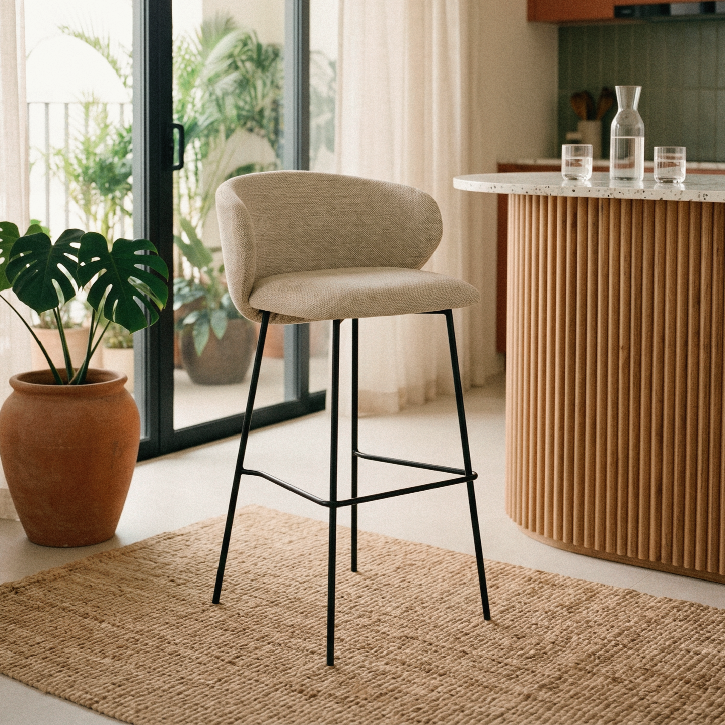 Vera Stone Beige Bar Stool