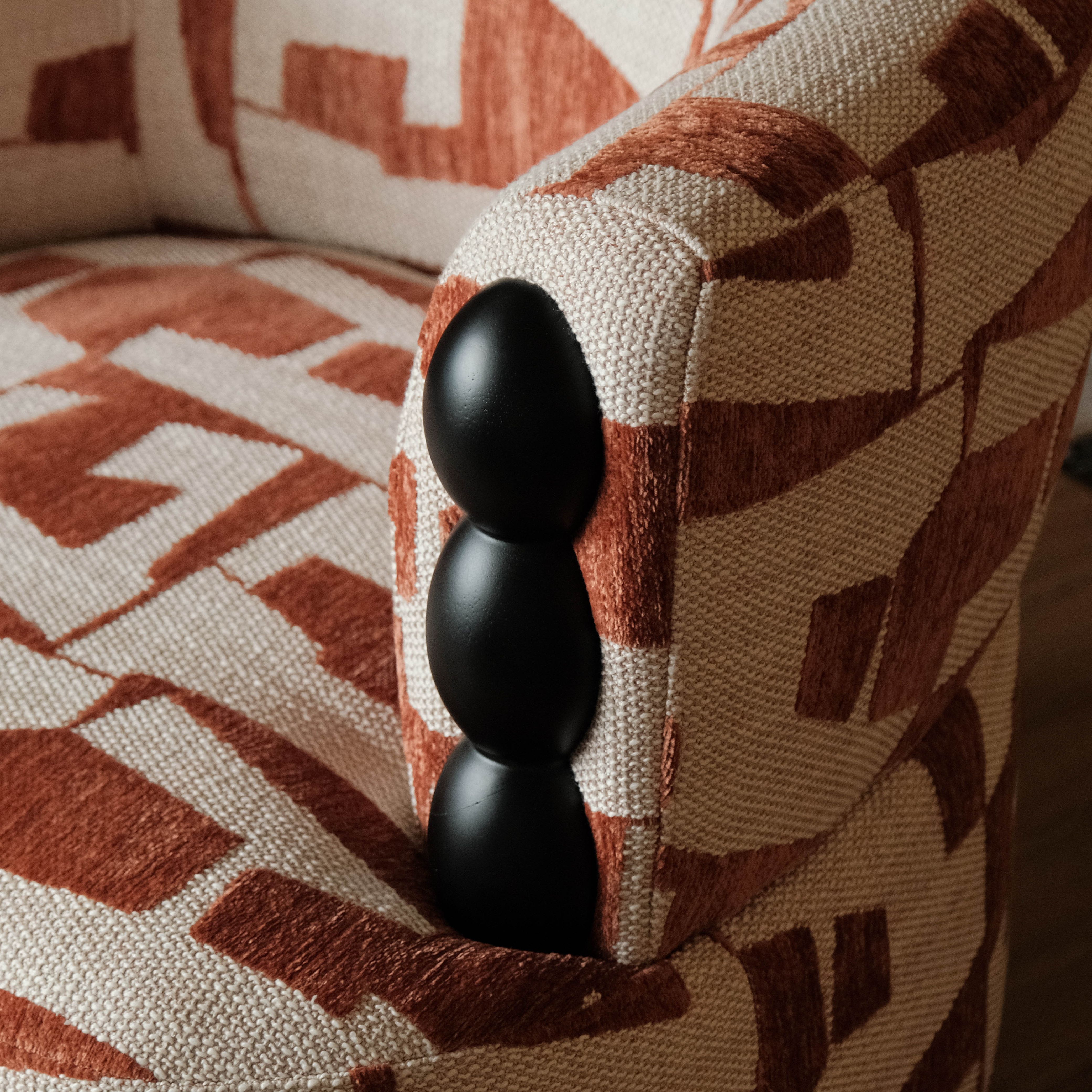 Lilia Geometric Brick Red Lounge Chair