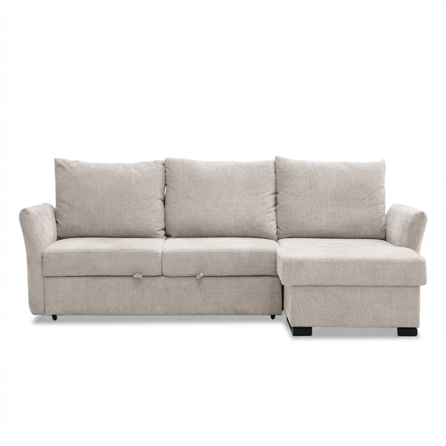 Asher Light Beige Sectional Sofa Bed With Storage