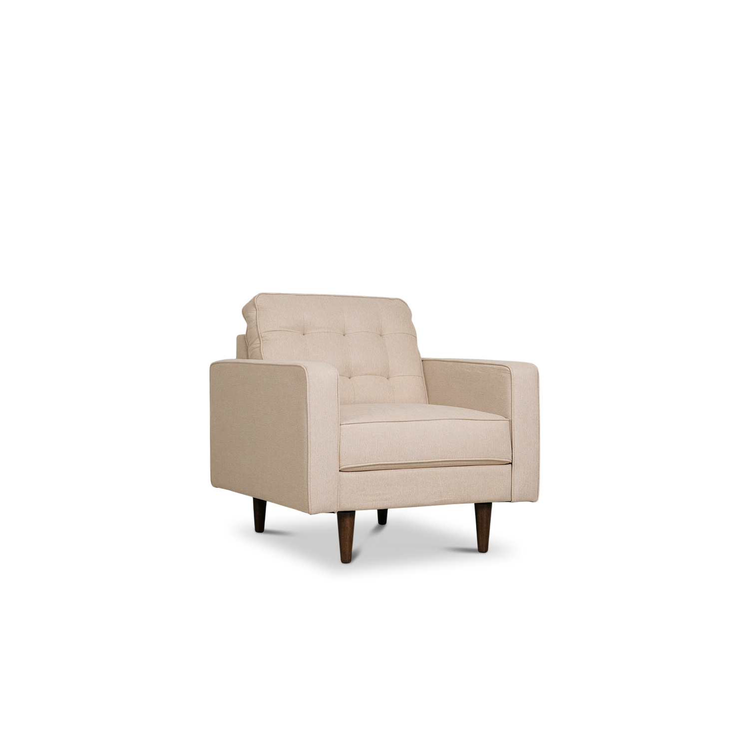 Jane Light Beige Mid-Century 1 Seater Sofa