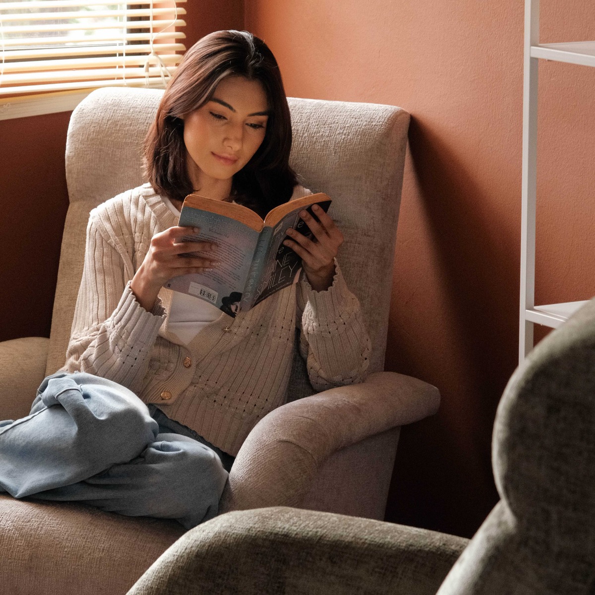 Fabric lounge chair for a cosy reading corner in Malaysian and Singaporean homes